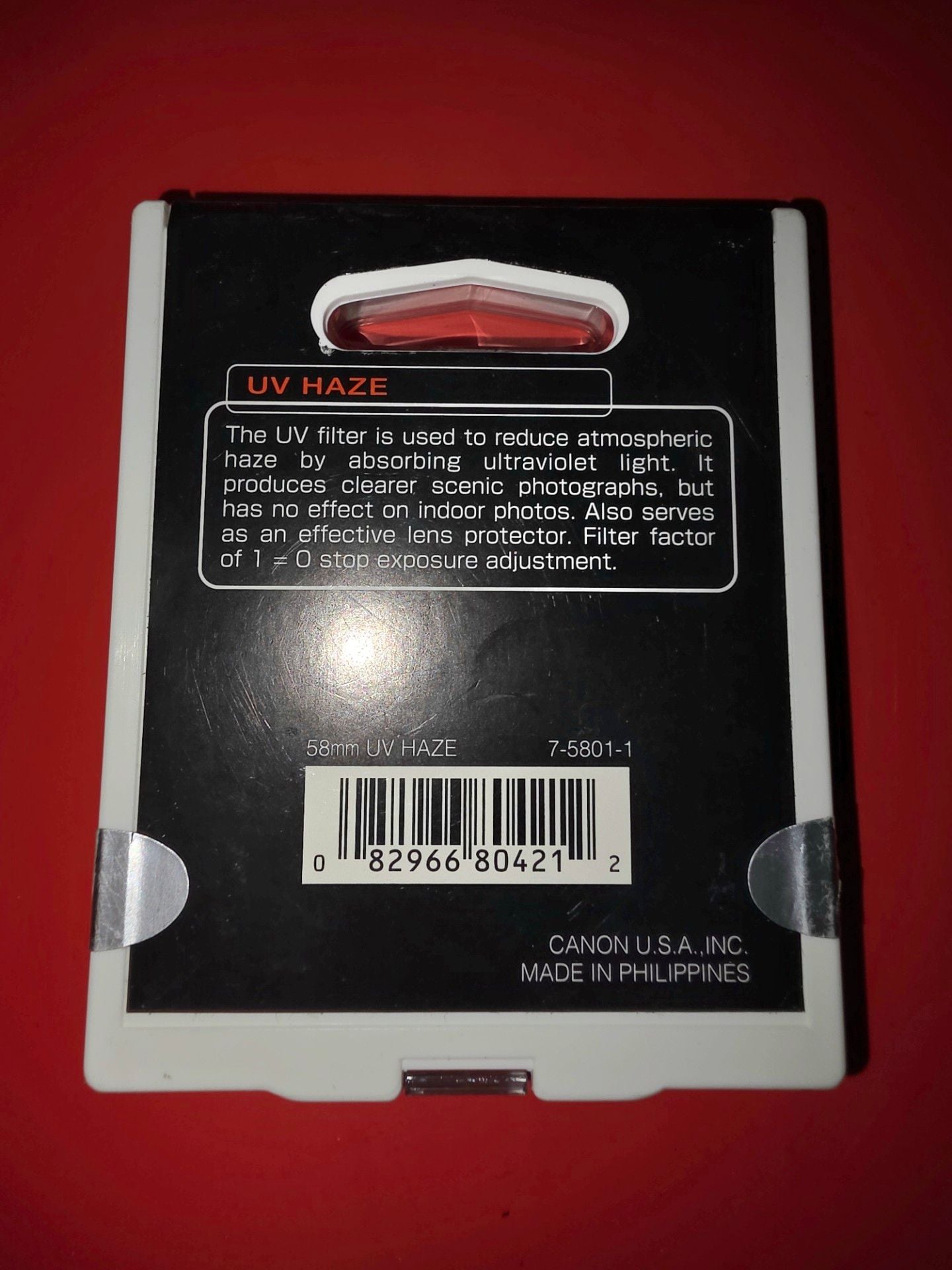 Canon 58MM UV HAZE Filter: Absorbs Ultraviolet Rays, P#7-5801-1 NEW in Package 5