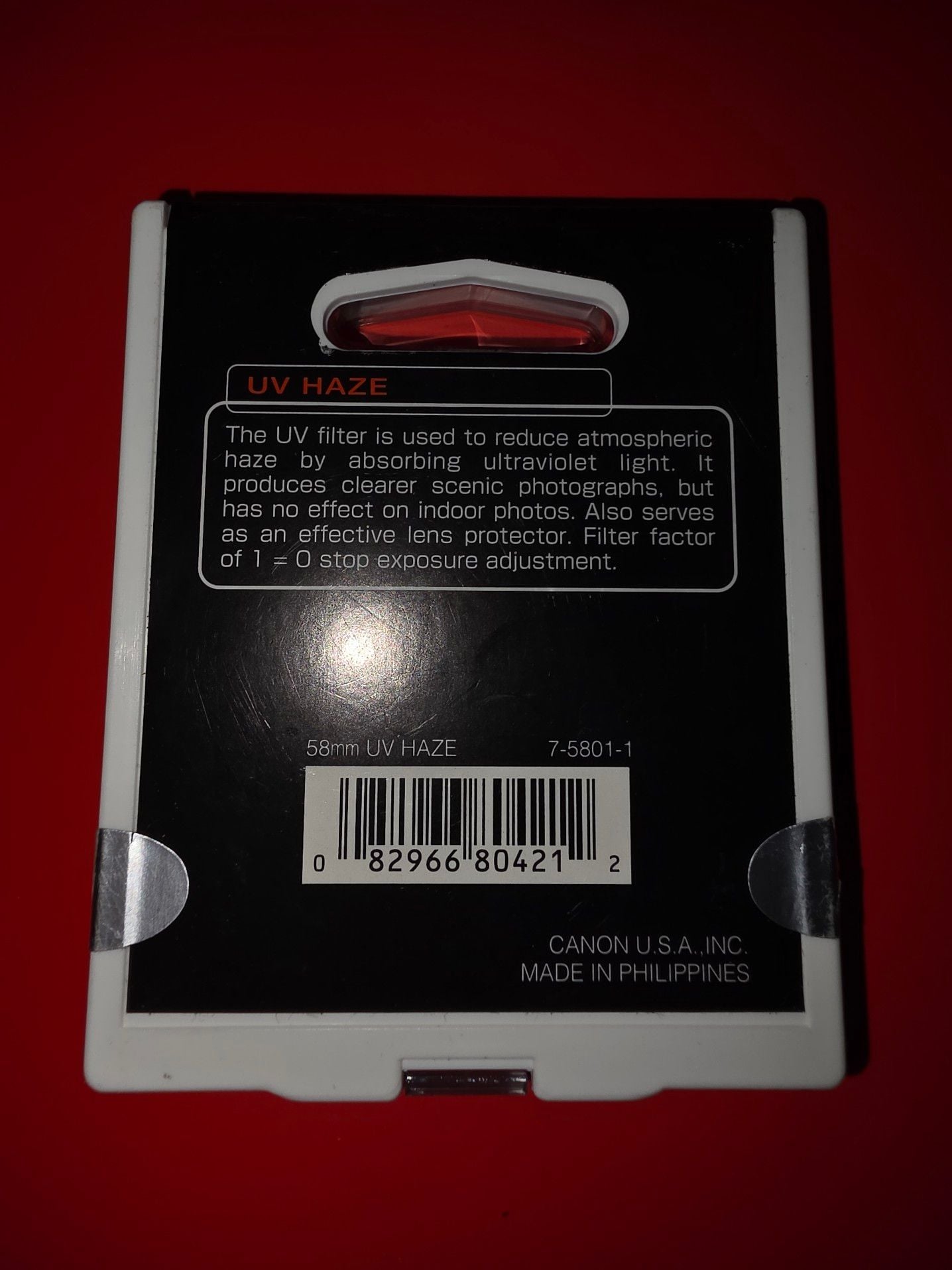 Canon 58MM UV HAZE Filter: Absorbs Ultraviolet Rays, P#7-5801-1 NEW in Package 6