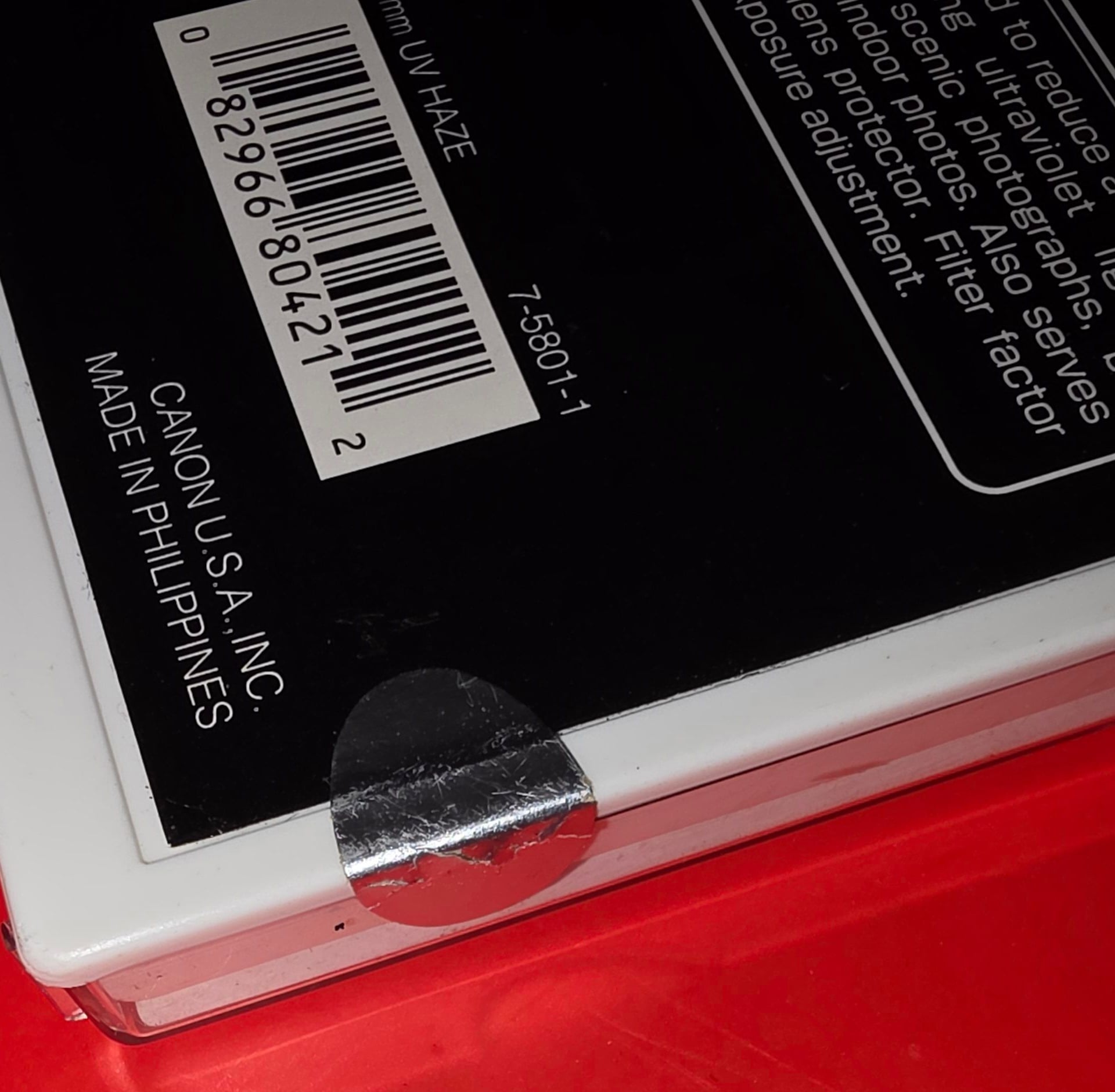 Canon 58MM UV HAZE Filter: Absorbs Ultraviolet Rays, P#7-5801-1 NEW in Package 11