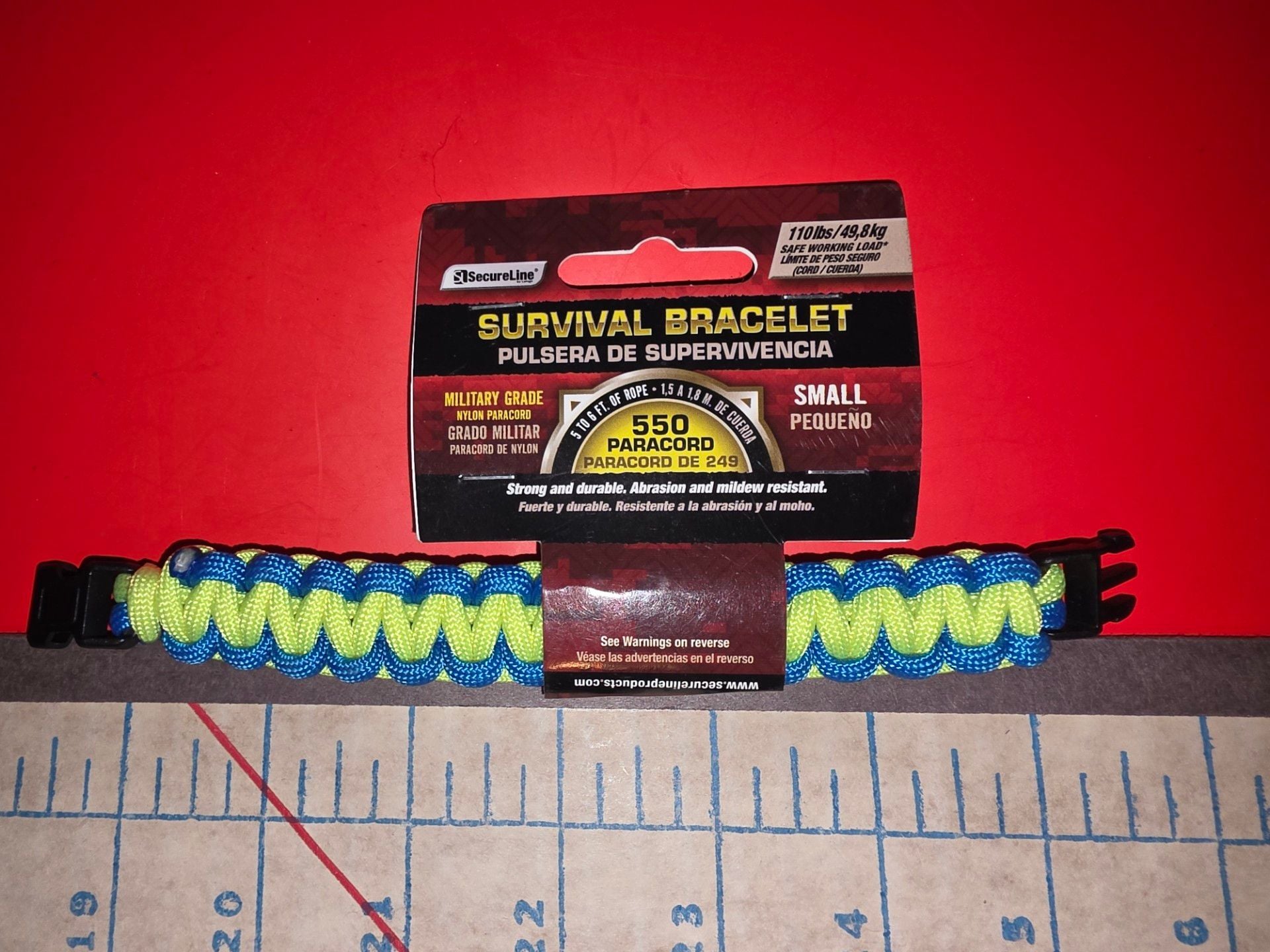 New Secure Line Blue & Yellow Survival Bracelet, SMALL (00468) FS 2