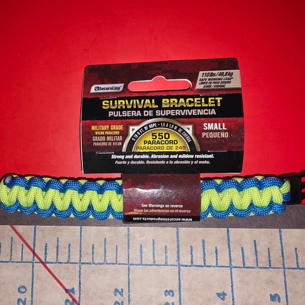 New Secure Line Blue & Yellow Survival Bracelet, SMALL (00468) FS