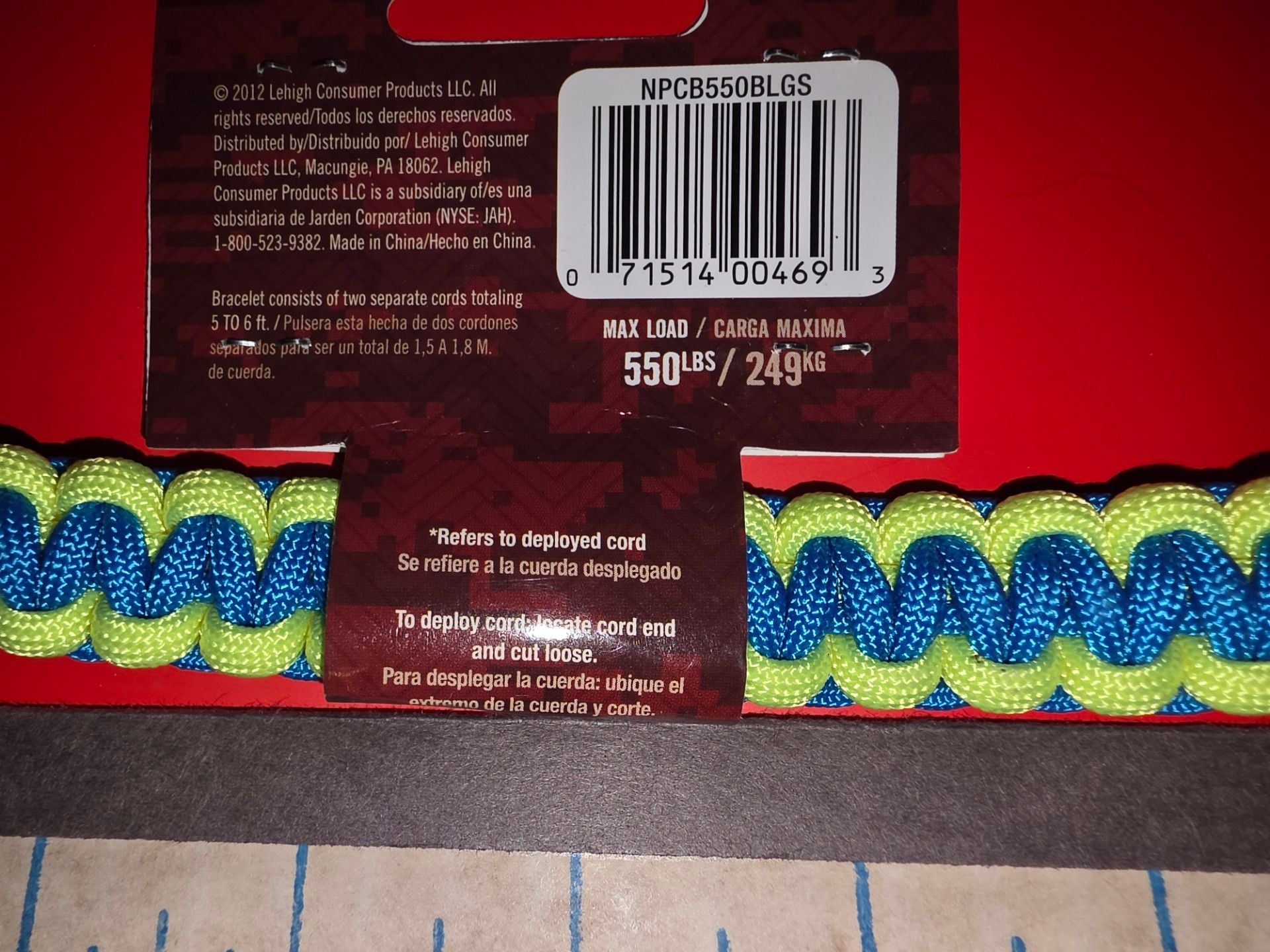 New Secure Line Blue & Yellow Survival Bracelet, SMALL (00468) FS 3