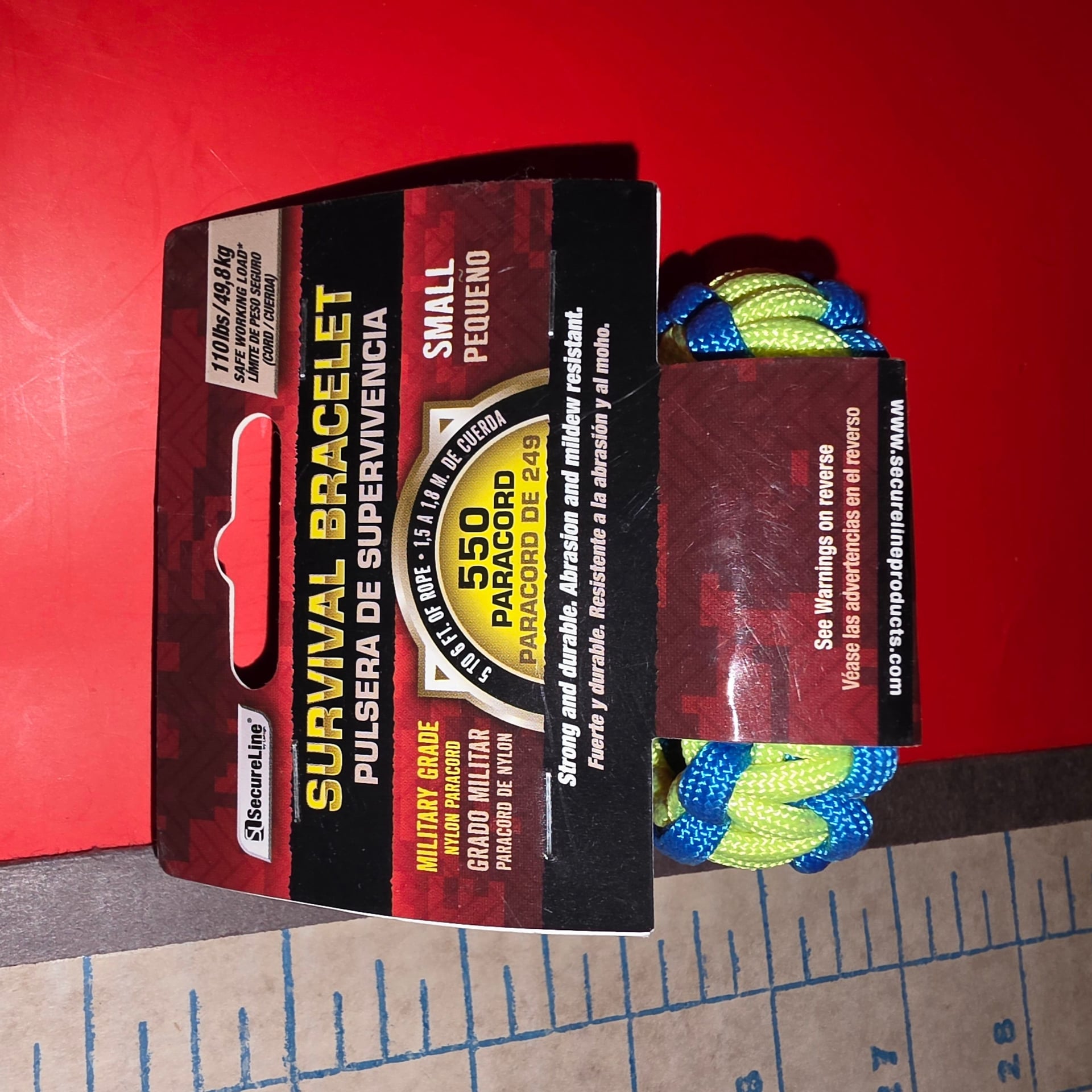 New Secure Line Blue & Yellow Survival Bracelet, SMALL (00468) FS 13