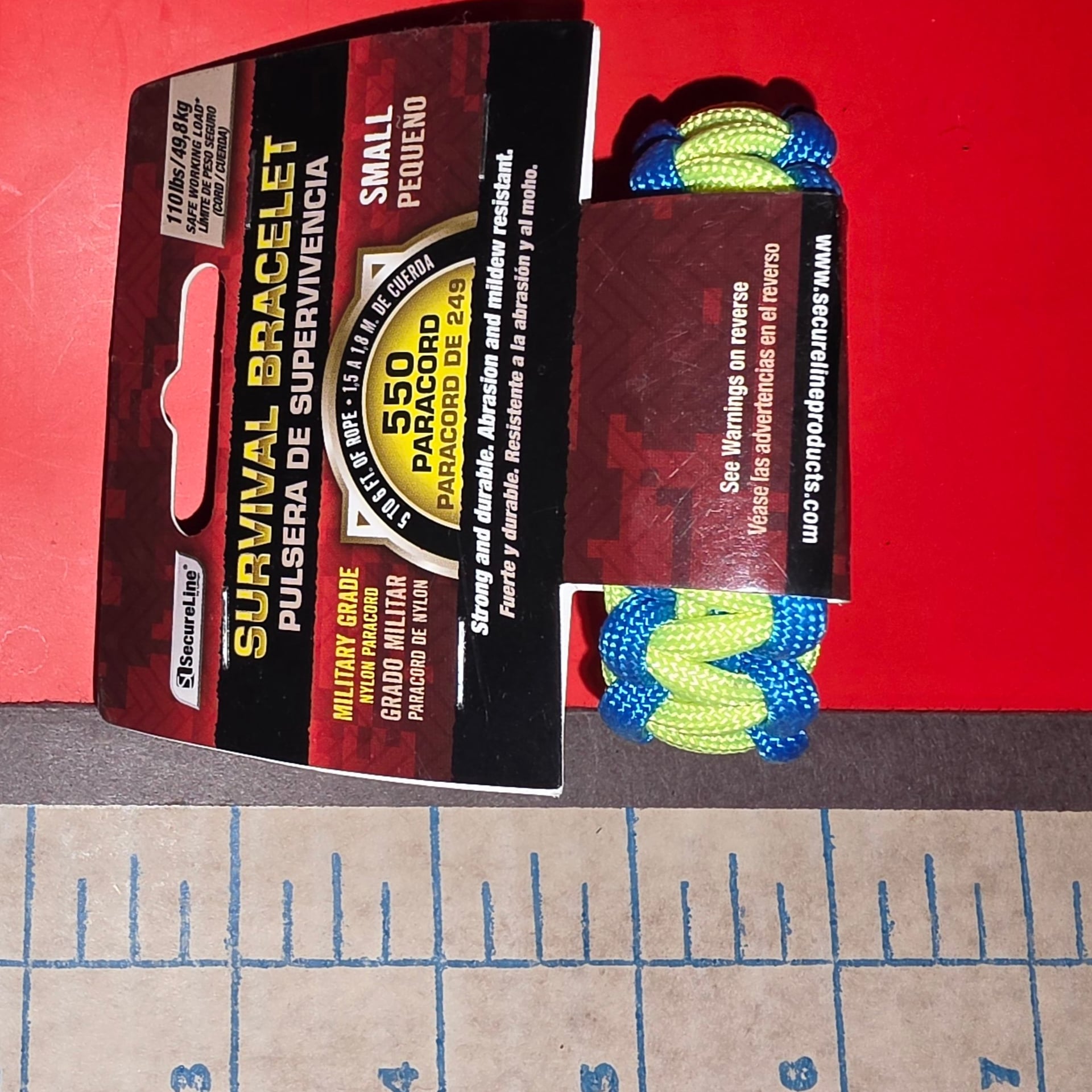 New Secure Line Blue & Yellow Survival Bracelet, SMALL (00468) FS 14