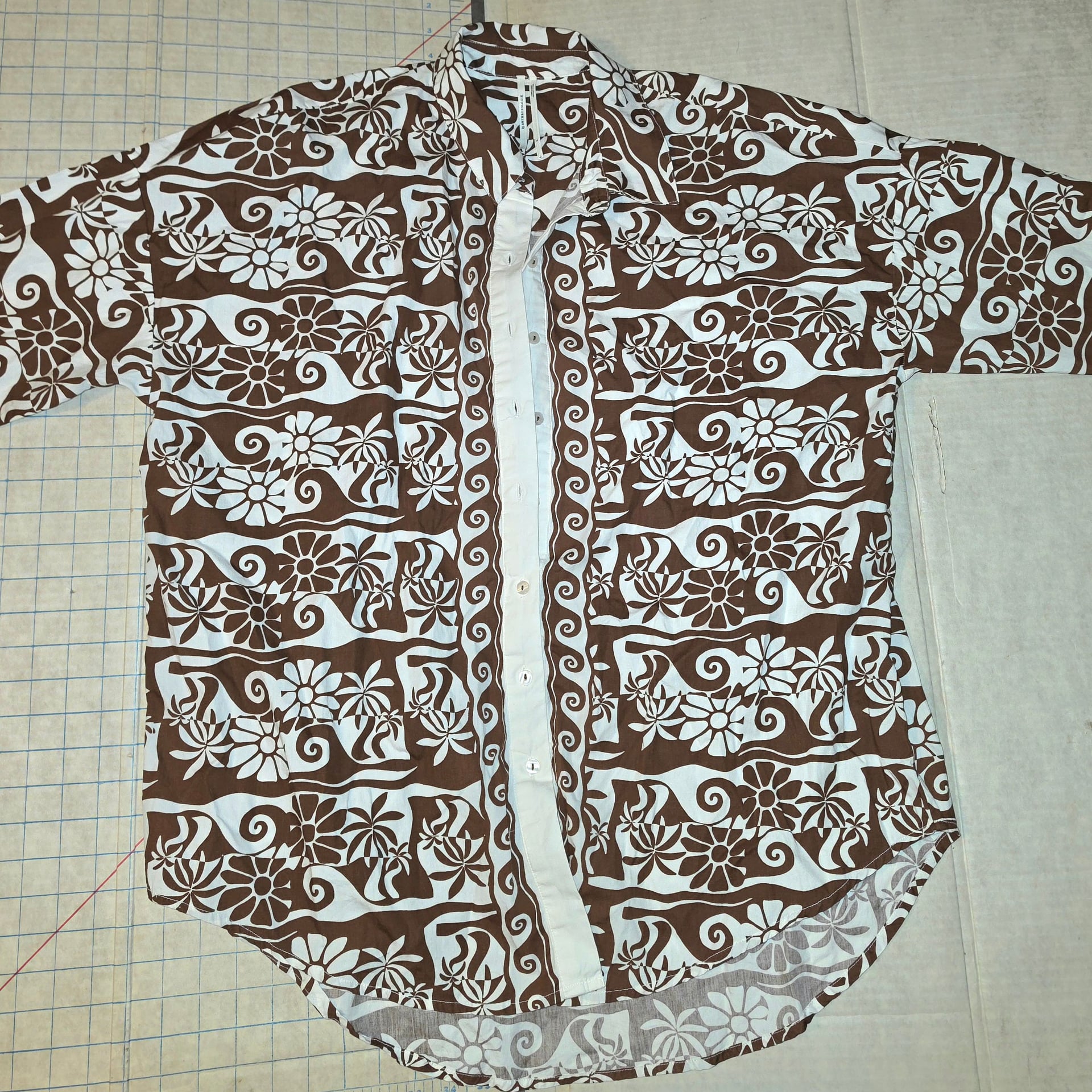 By Anthropologie Poplin Long-Sleeve Buttondown Shirt Oversized Printed Top Small 2