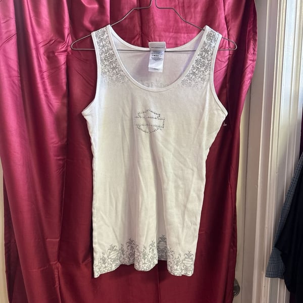Harley-Davidson Y2K USA Made Appalachian Mechanicsburg PA White Ribbed Tank Top Large