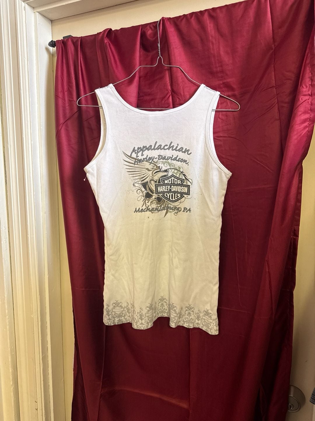 Harley-Davidson Y2K USA Made Appalachian Mechanicsburg PA White Ribbed Tank Top Large 5