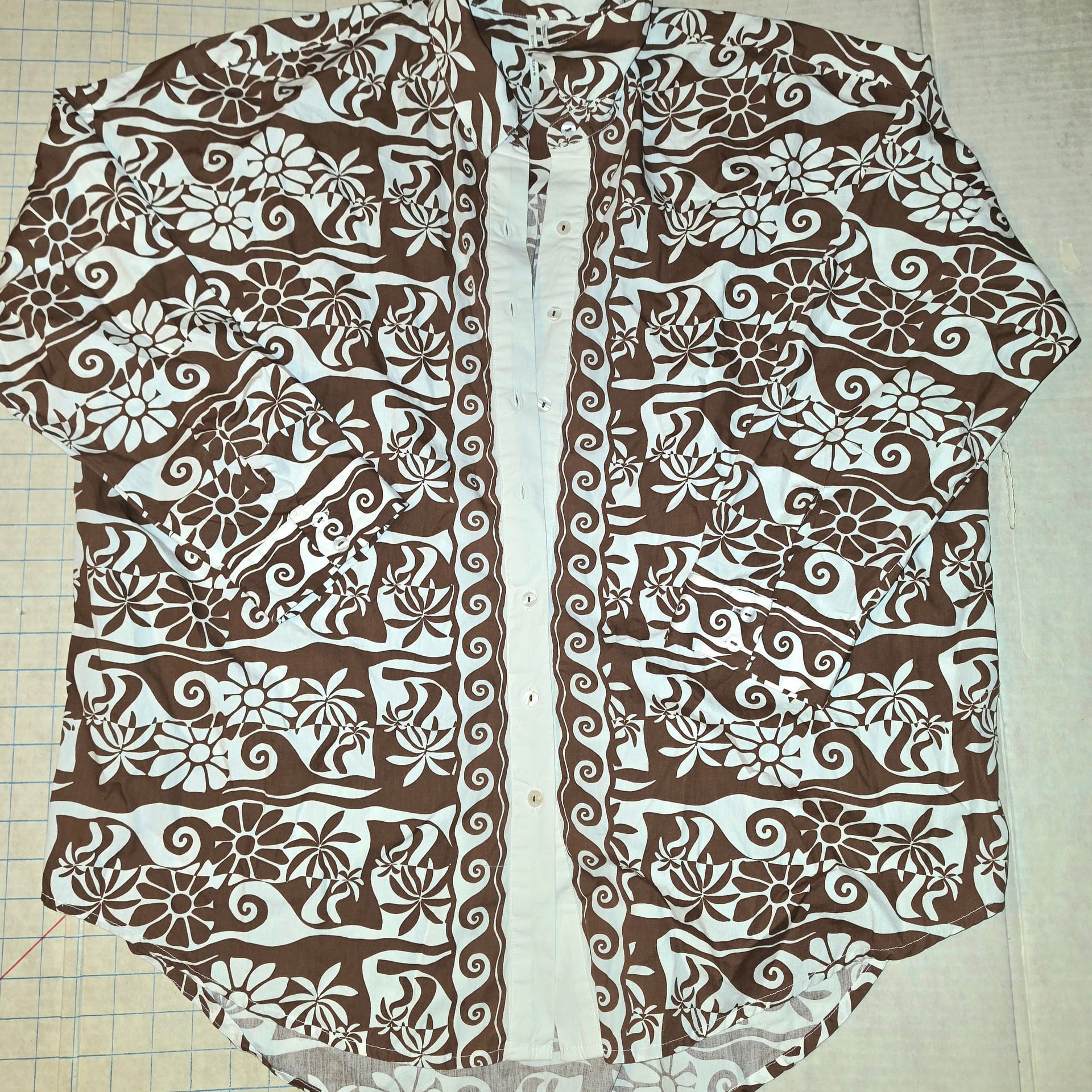By Anthropologie Poplin Long-Sleeve Buttondown Shirt Oversized Printed Top Small 6