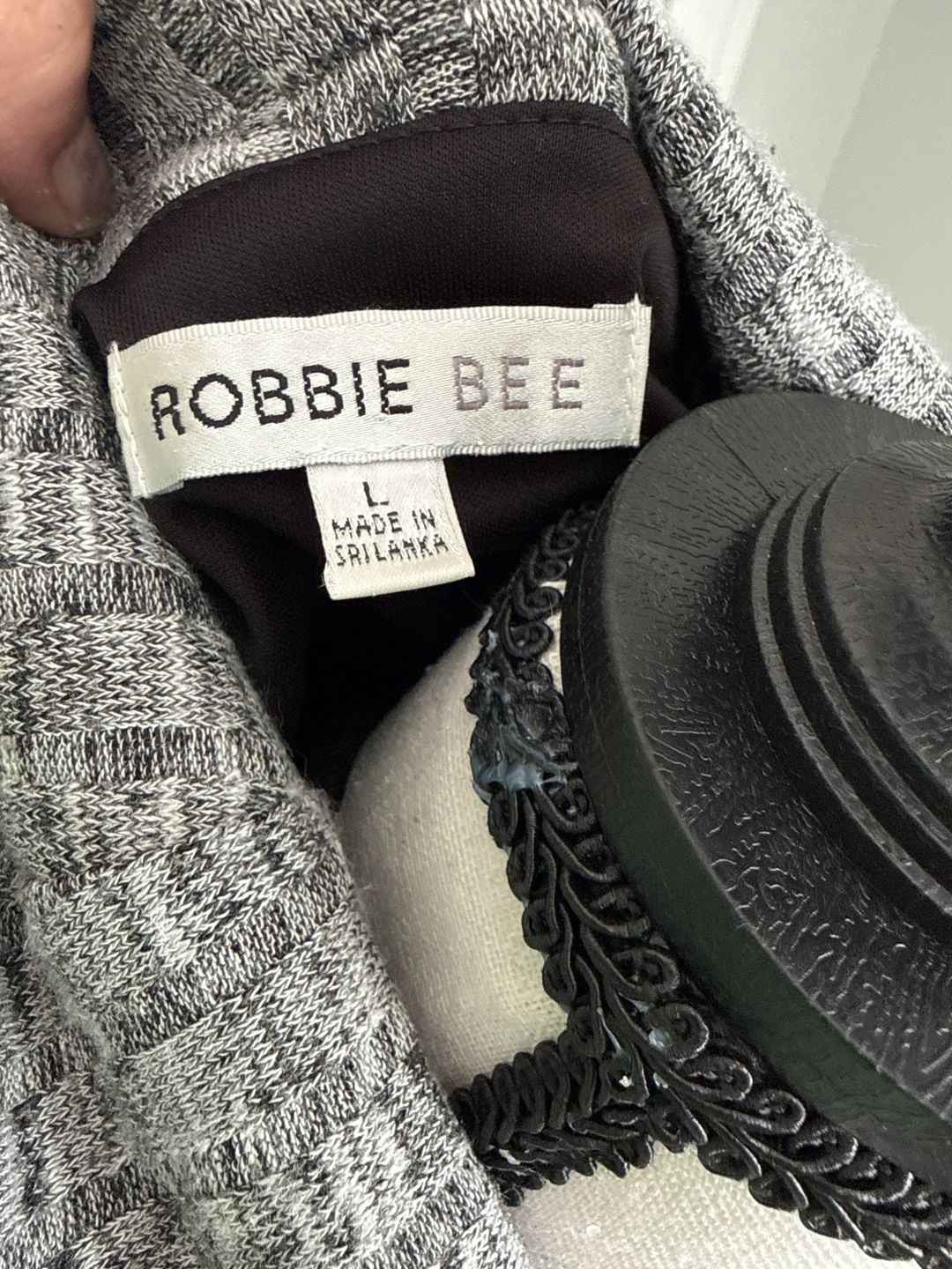 Robbie Bee Grey Ribbed Cowl Neck Knit Dress with Pockets Size L 5