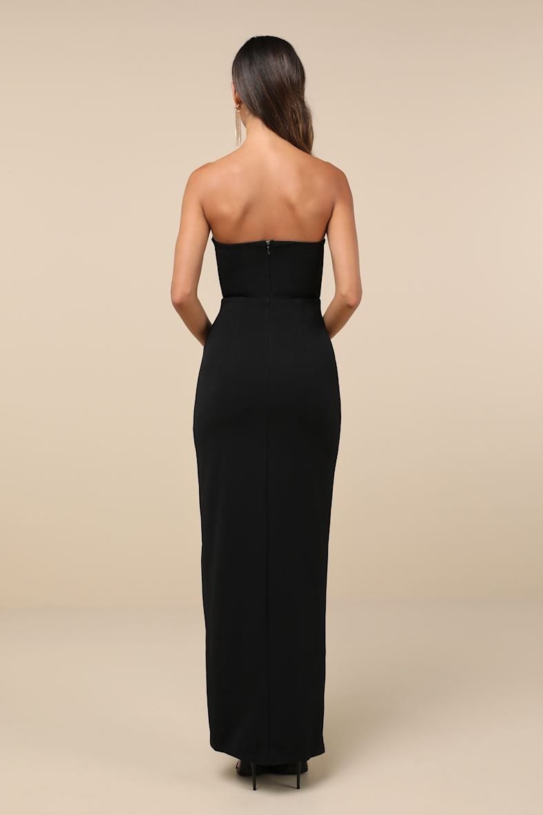 Lulus Sensational Beauty Black Strapless Maxi Dress size large NWT 3