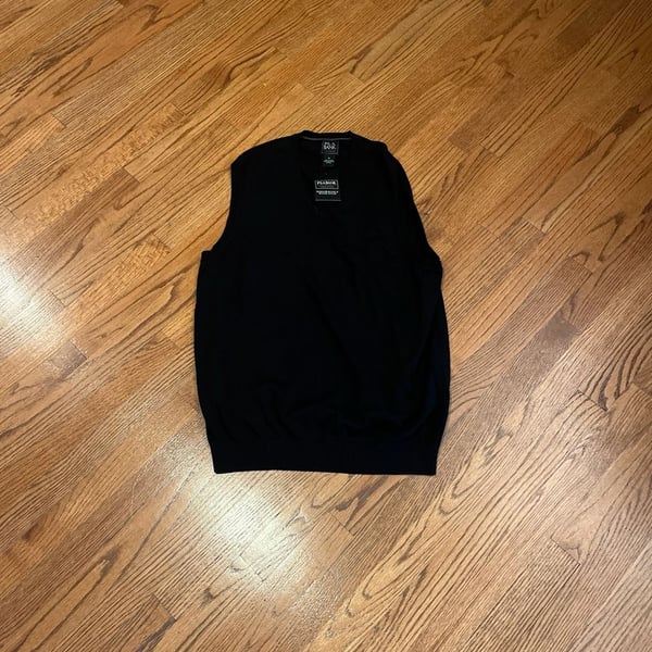 Jos. A. Bank Traveler Pima Cotton V-Neck Sweater Vest, Black, Size M
