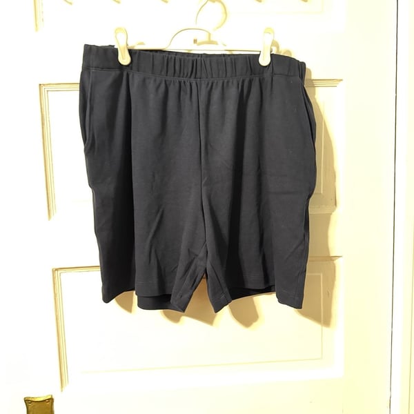 Lands' End Women's Navy Blue Knit Lounge Shorts Size Large Petite 14-16