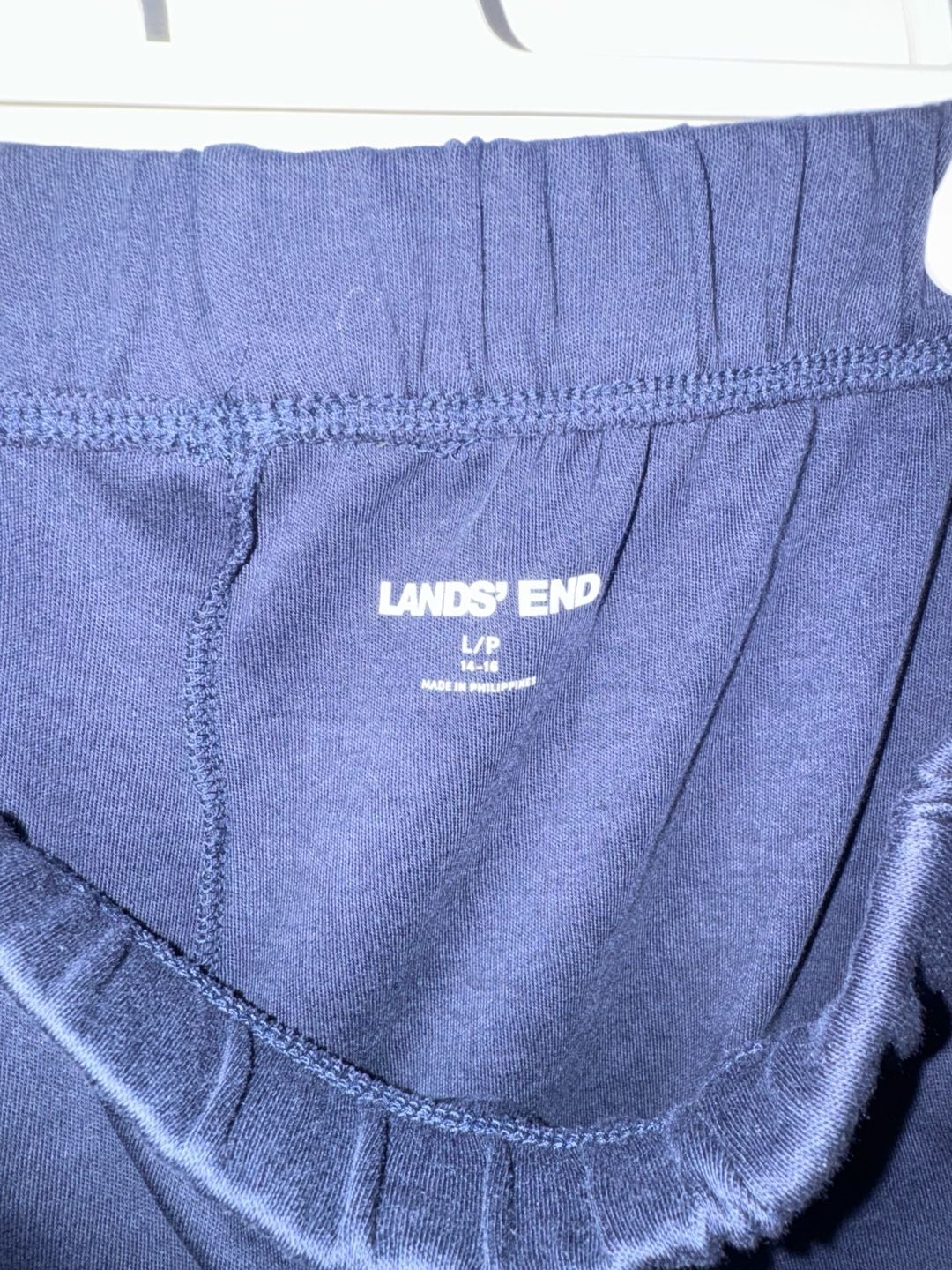Lands' End Women's Navy Blue Knit Lounge Shorts Size Large Petite 14-16 2