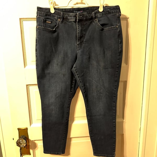 Isaac Mizrahi Live! Dark Wash Seamed Back Ankle Jeans Size 16P