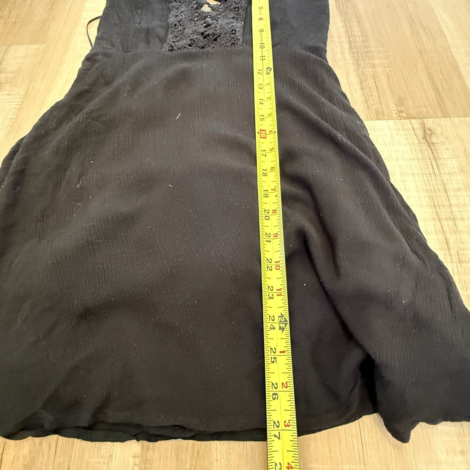 Lush Black Lace Trim Strappy Back Mini Dress Size M 7