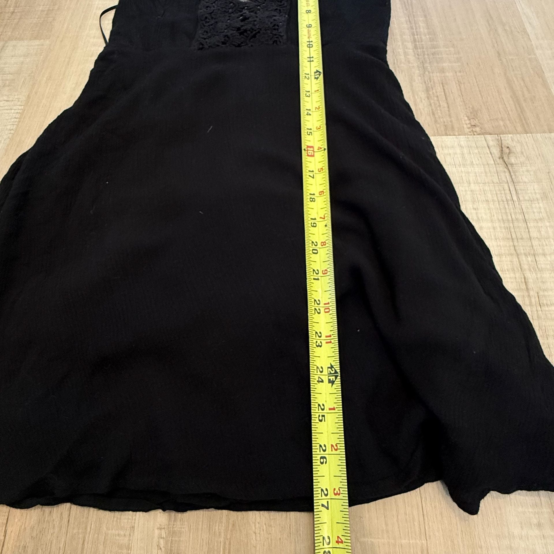 Lush Black Lace Trim Strappy Back Mini Dress Size M 8