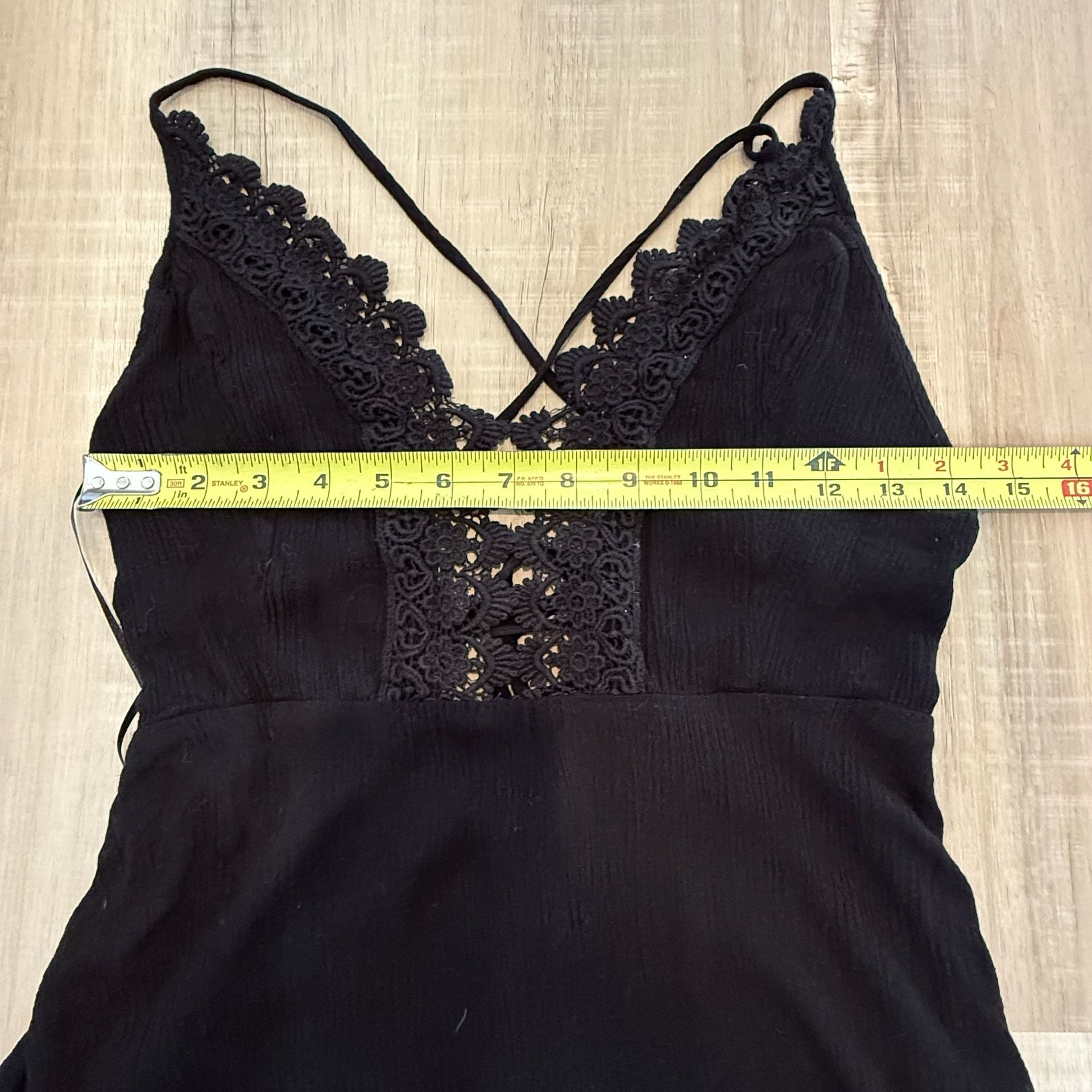 Lush Black Lace Trim Strappy Back Mini Dress Size M 9