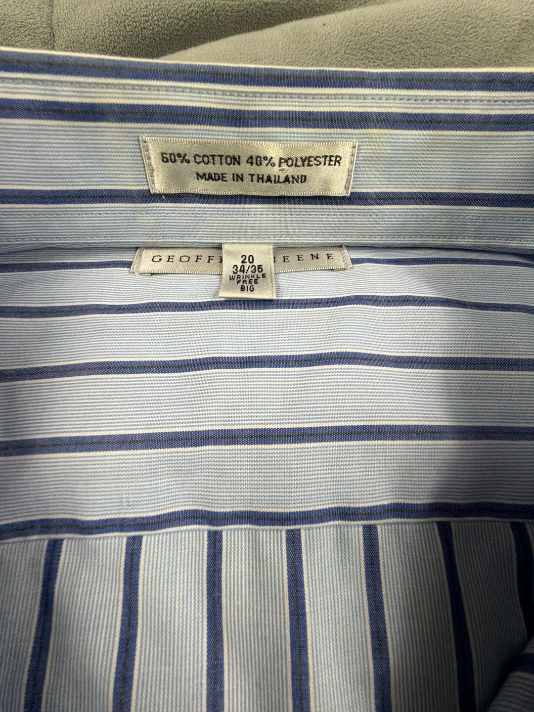 Geoffrey Beene Wrinkle Free Striped Dress Shirt Size 20 34/35 Big 3