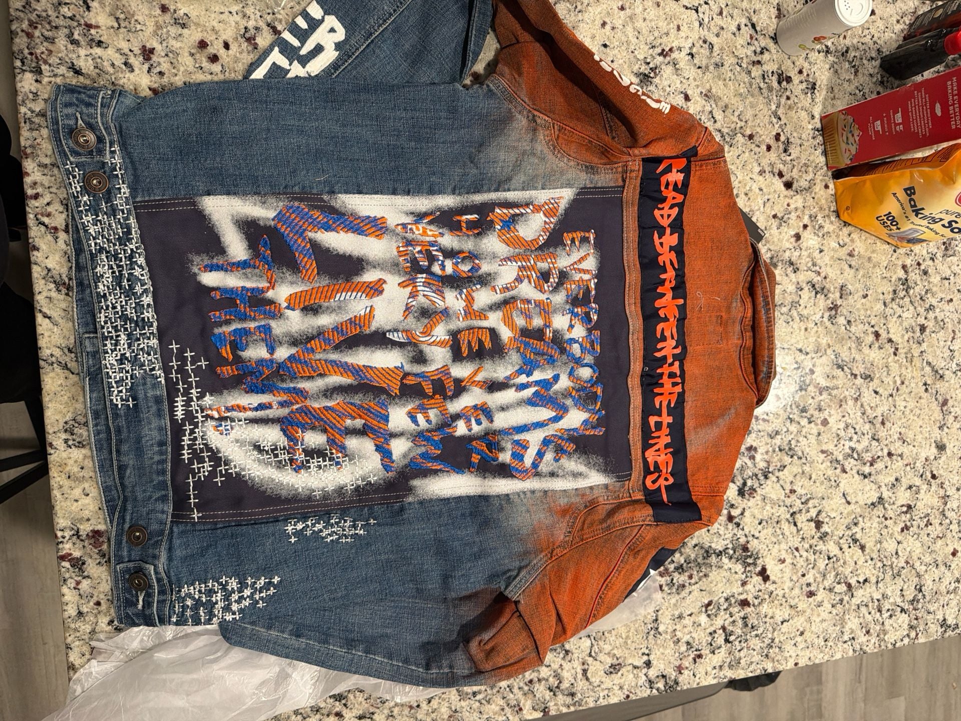 DRMLND Manifest Denim Jacket Red Eye Brigade 8-Ball Patch Size M 6