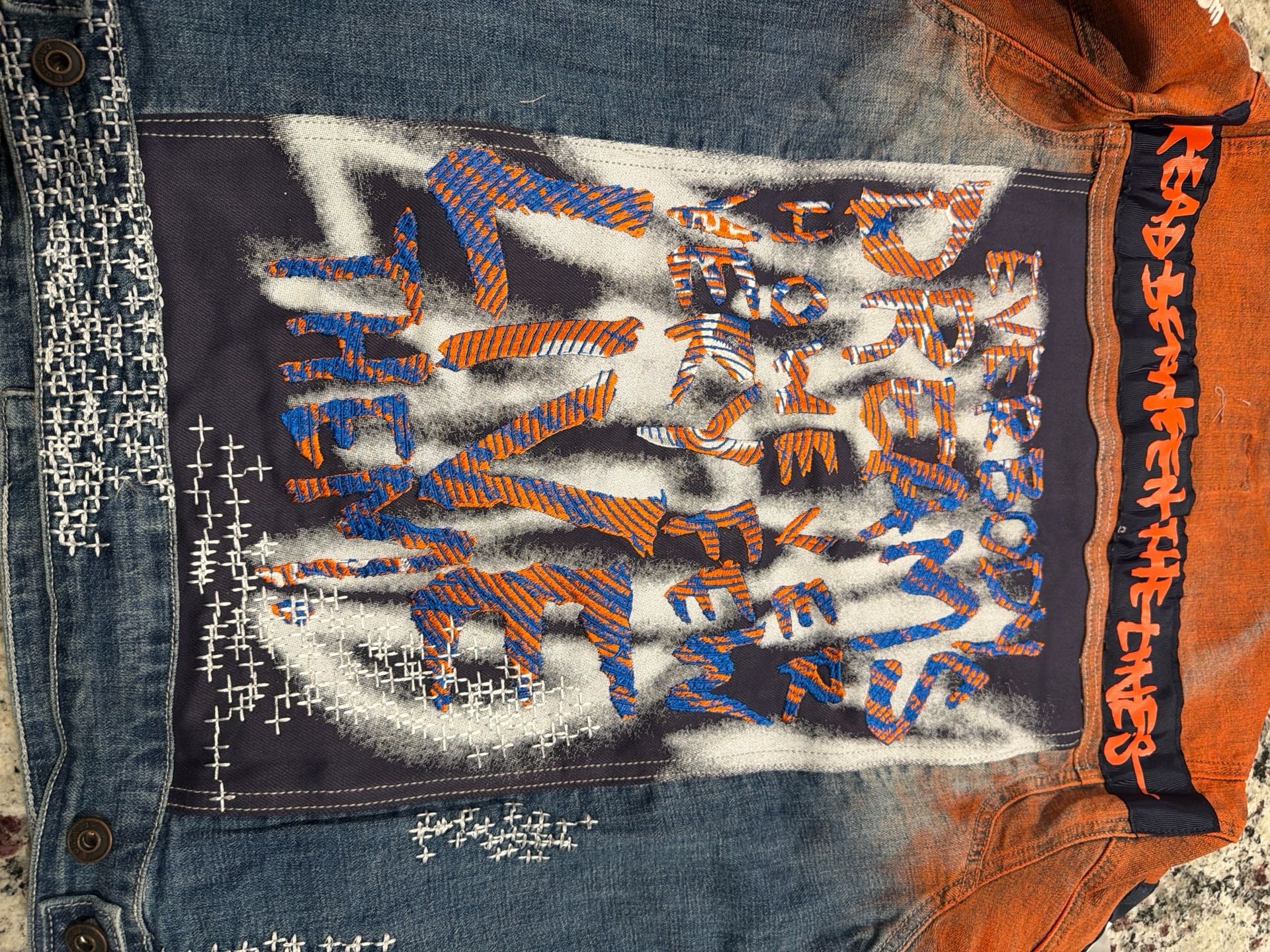 DRMLND Manifest Denim Jacket Red Eye Brigade 8-Ball Patch Size M 7