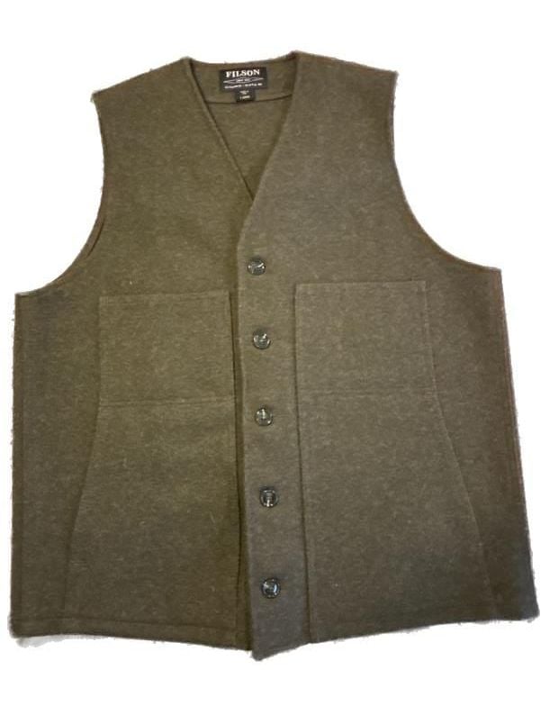 Filson Mackinaw Wool Vest Forest Green Size L Long made in USA 4