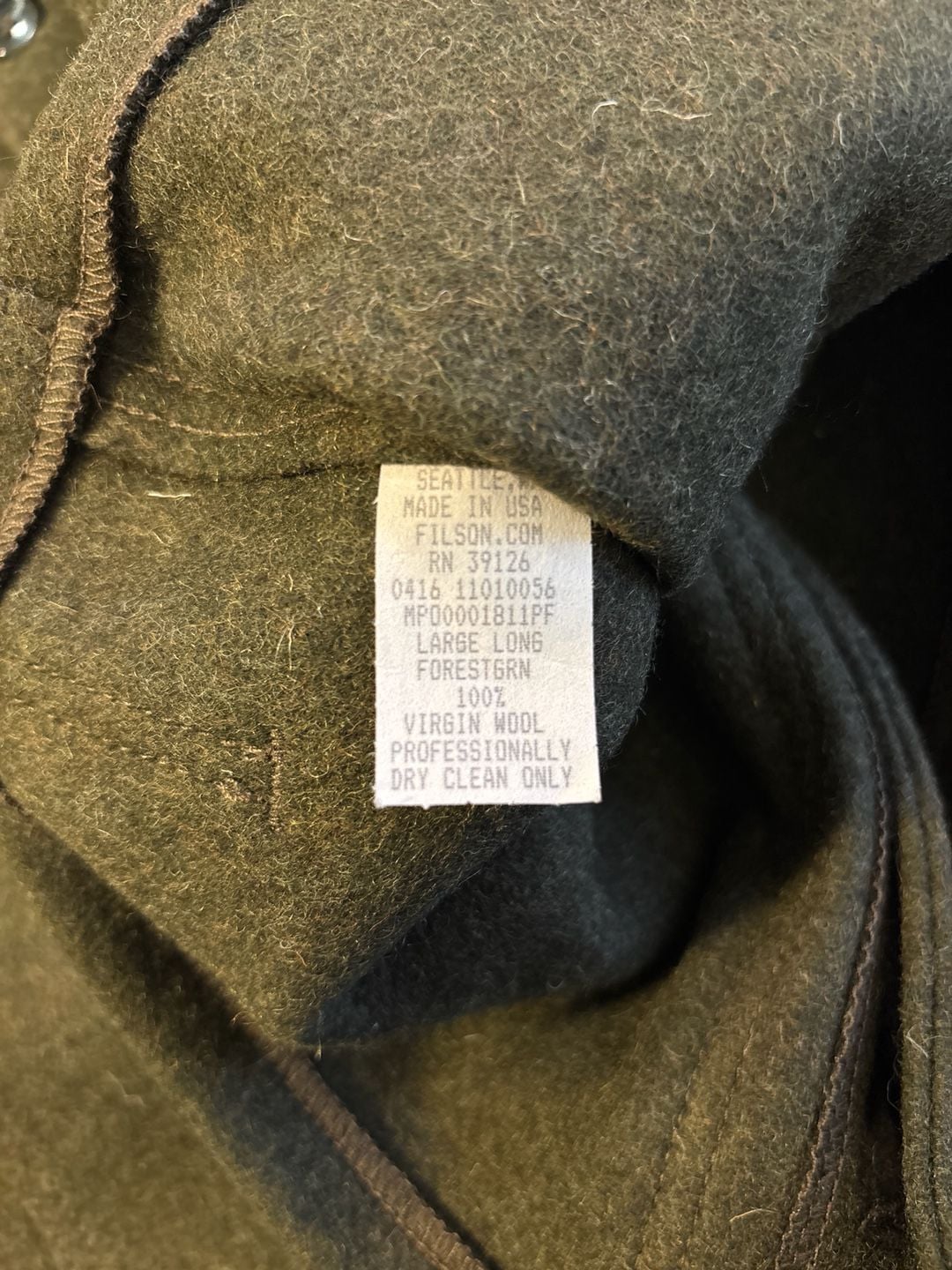 Filson Mackinaw Wool Vest Forest Green Size L Long made in USA 6