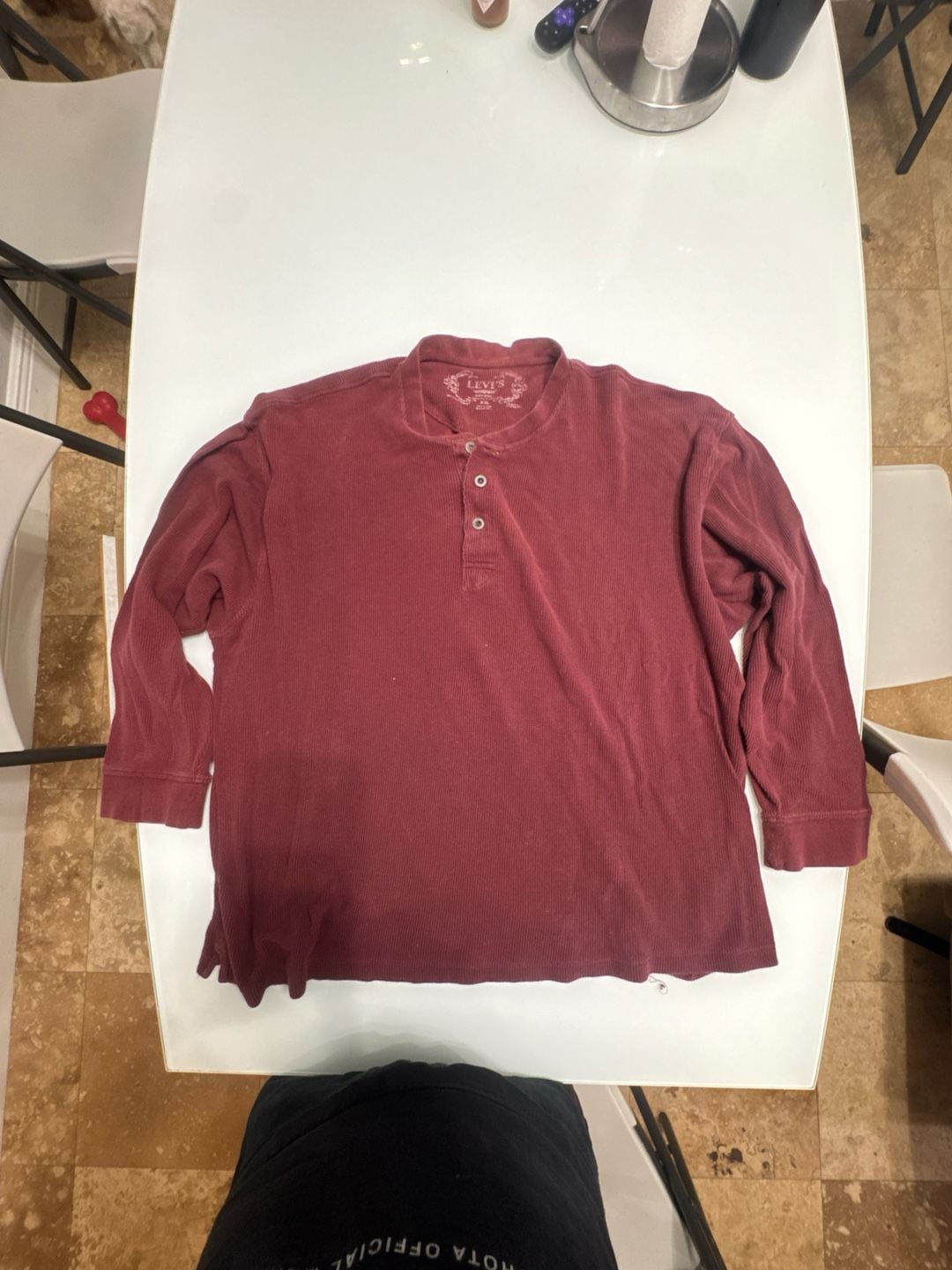 Levi's Men's Waffle Knit Thermal Henley Sleepwear Shirt Burgundy XXL 1