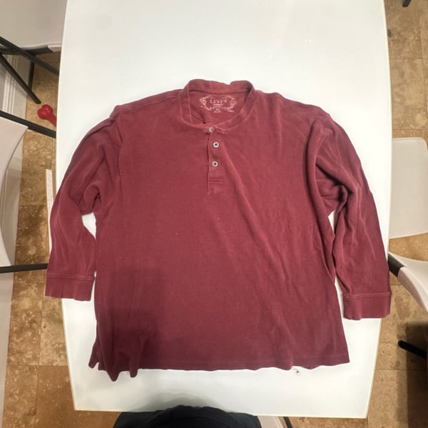 Levi's Men's Waffle Knit Thermal Henley Sleepwear Shirt Burgundy XXL