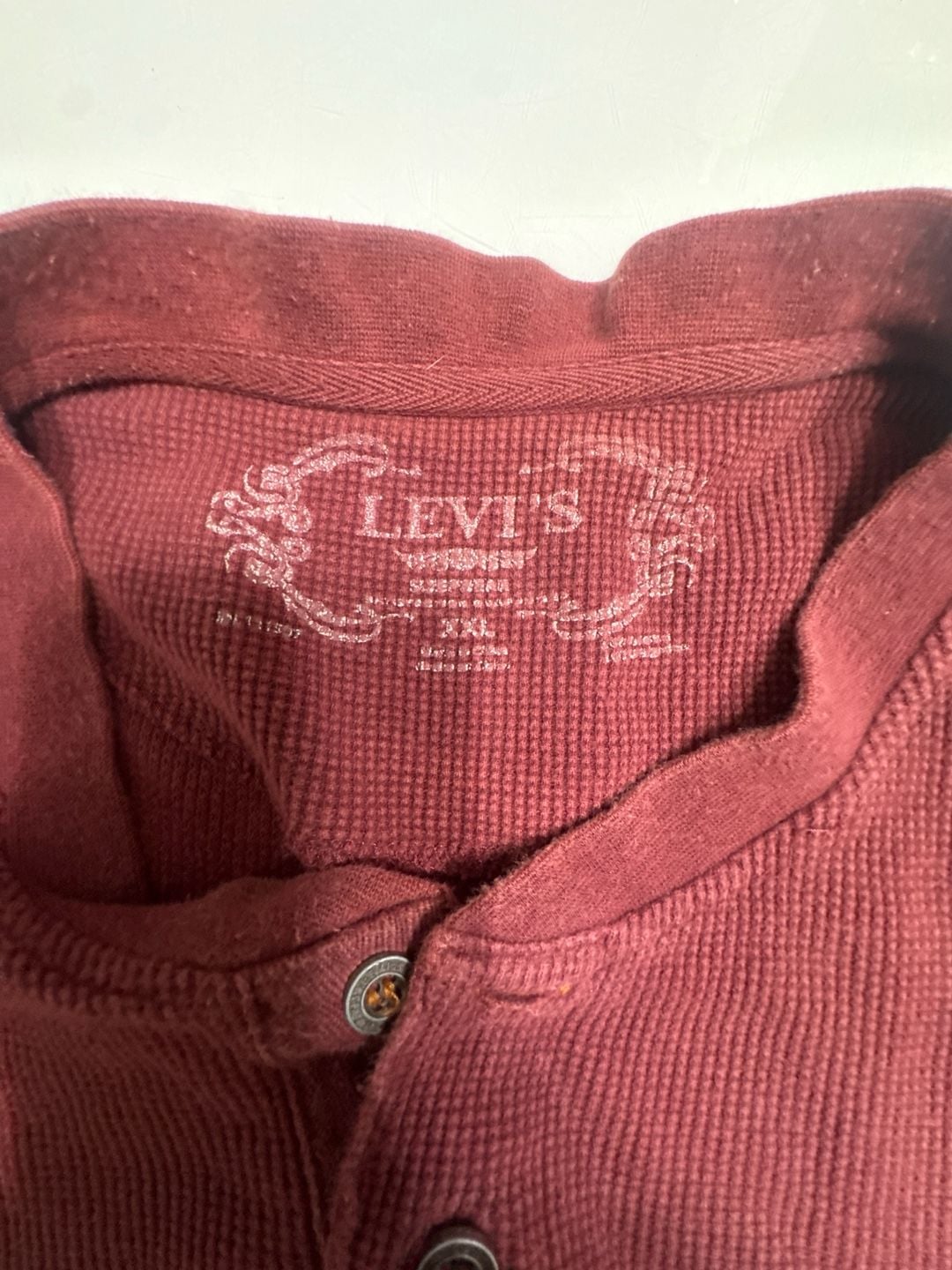 Levi's Men's Waffle Knit Thermal Henley Sleepwear Shirt Burgundy XXL 2