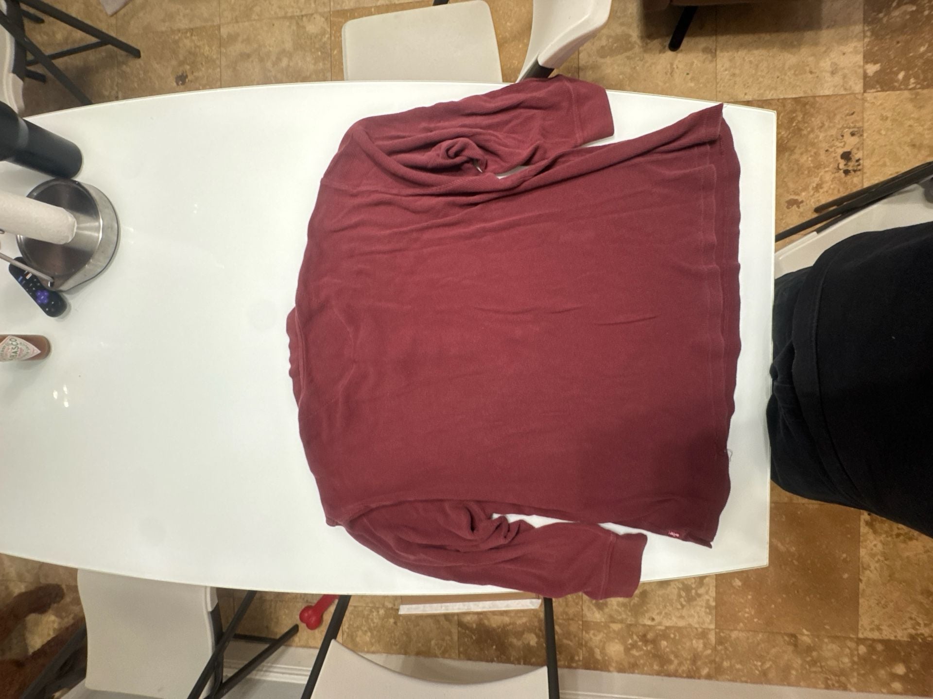 Levi's Men's Waffle Knit Thermal Henley Sleepwear Shirt Burgundy XXL 3