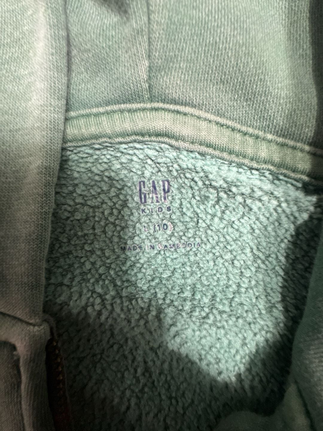 Gap Kids Green Zip-Up Hoodie Size L (10) 3