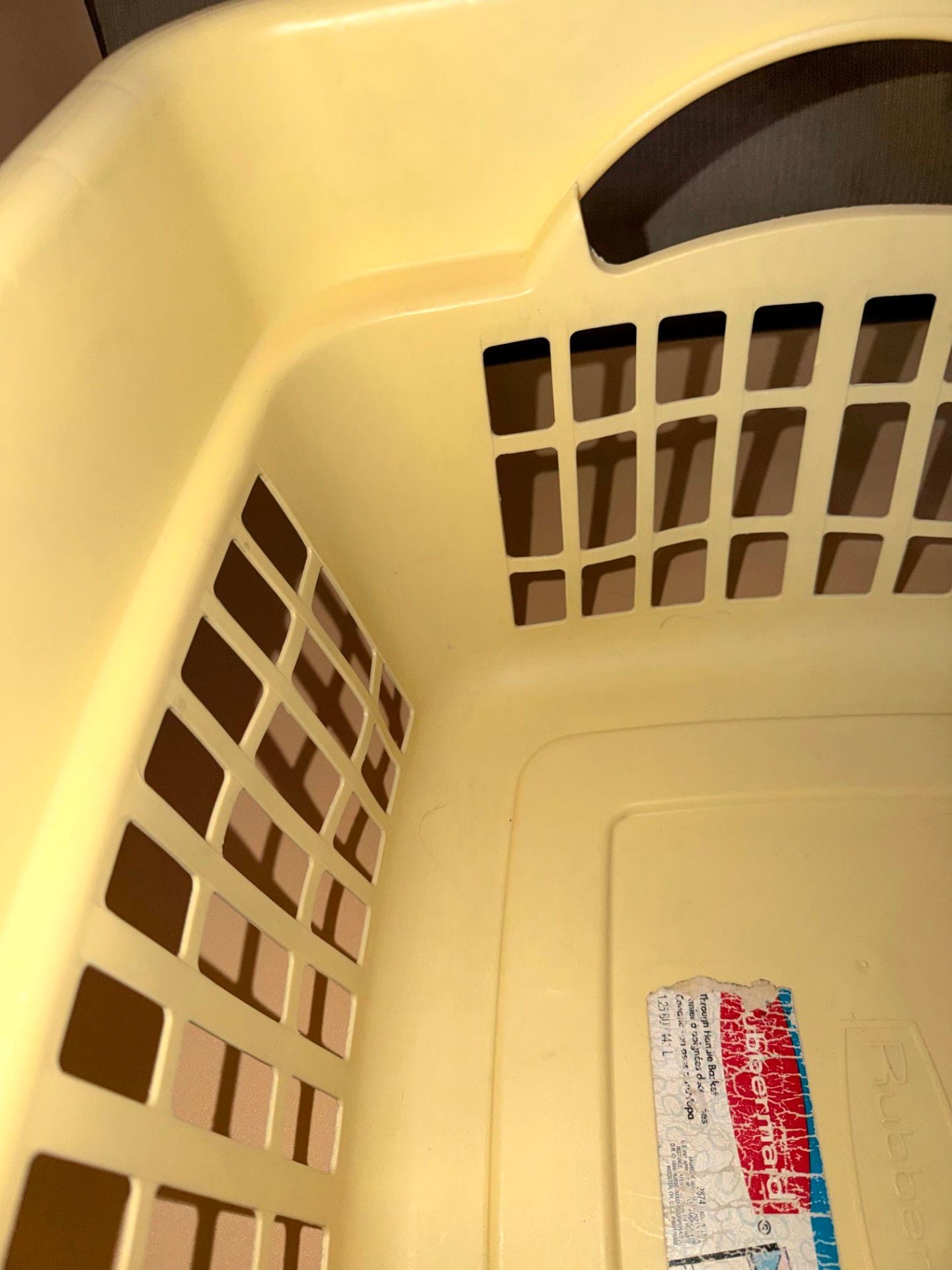 Vintage Rubbermaid Laundry Basket Creme No. 2874 Rectangular Retro GUC! 13