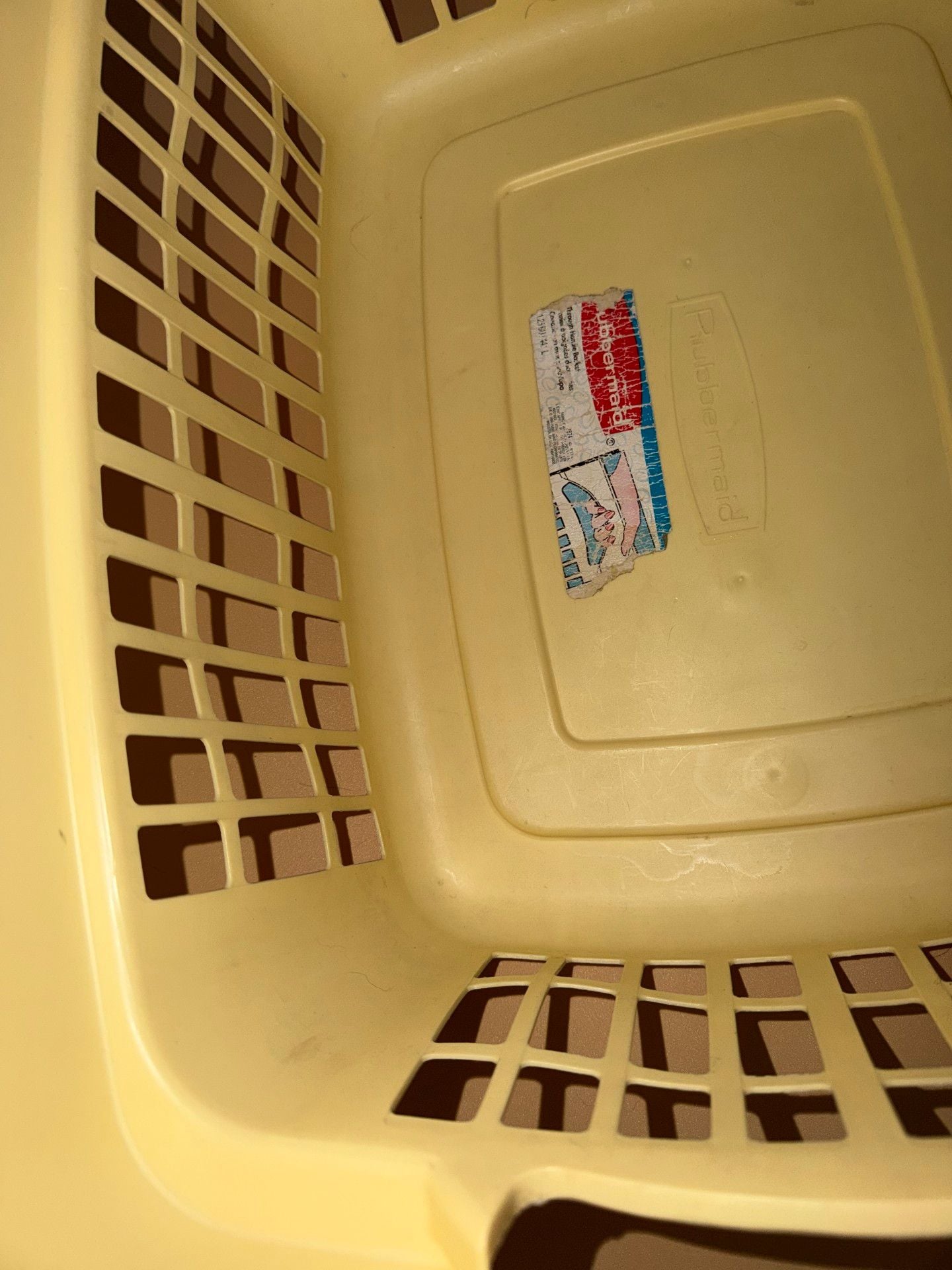 Vintage Rubbermaid Laundry Basket Creme No. 2874 Rectangular Retro GUC! 17