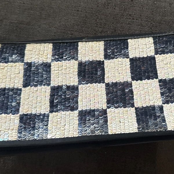 Mimi Moulton New York Checkered Sequin Evening Clutch Bag