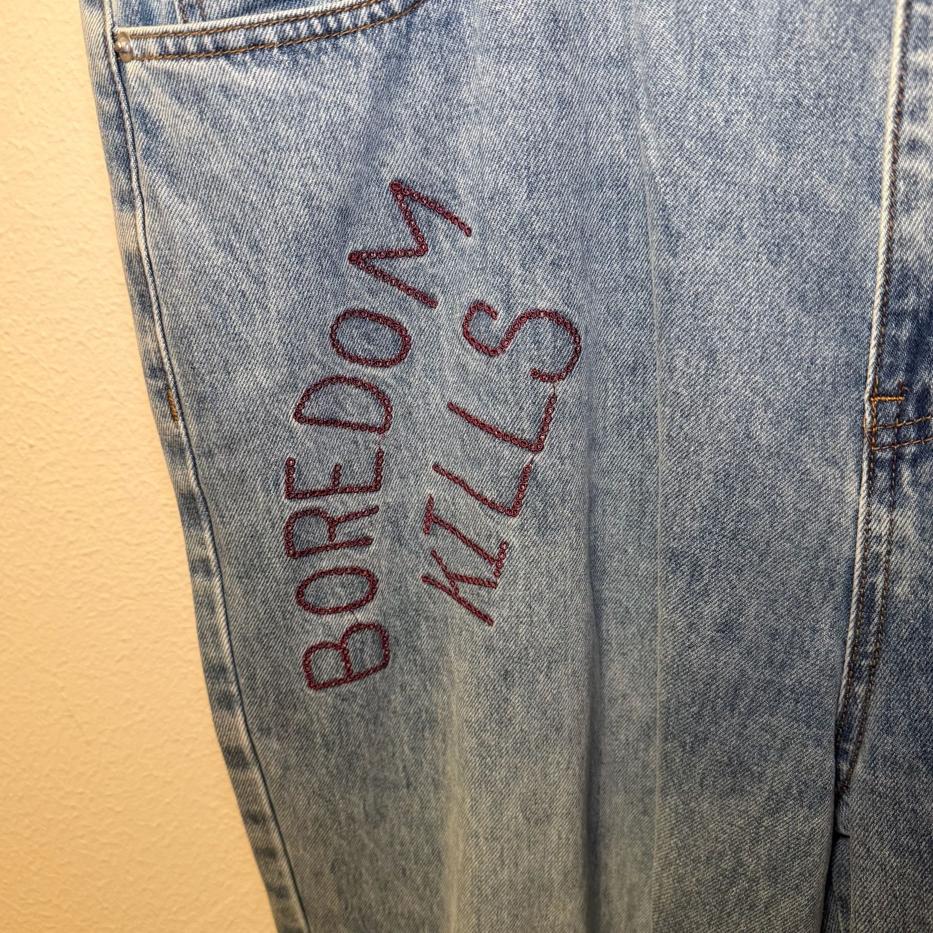 Boredom Kills Scribble Wide, Baggy Denim. Y2K, Streetwear, Grunge punk, Skater. 5
