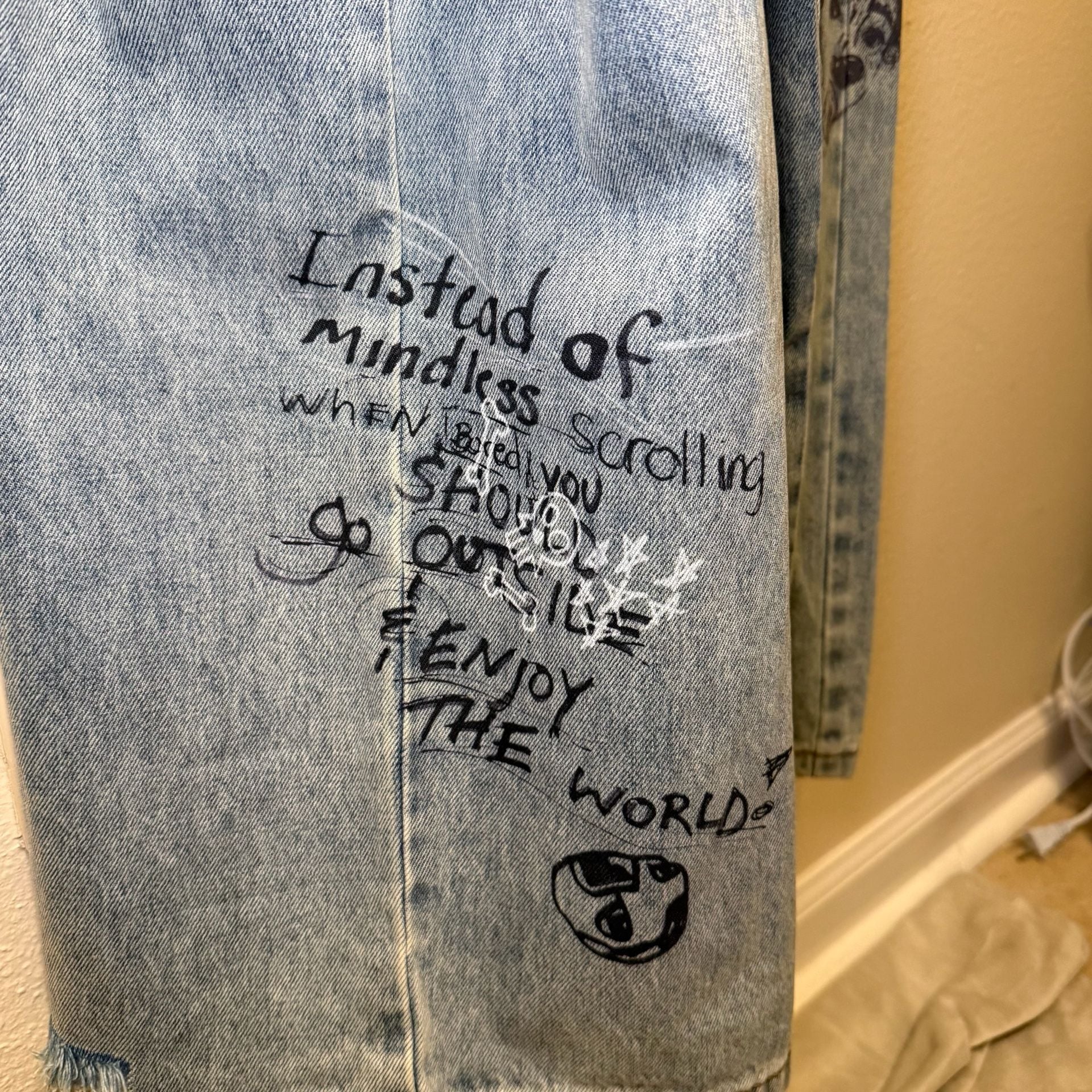 Boredom Kills Scribble Wide, Baggy Denim. Y2K, Streetwear, Grunge punk, Skater. 6