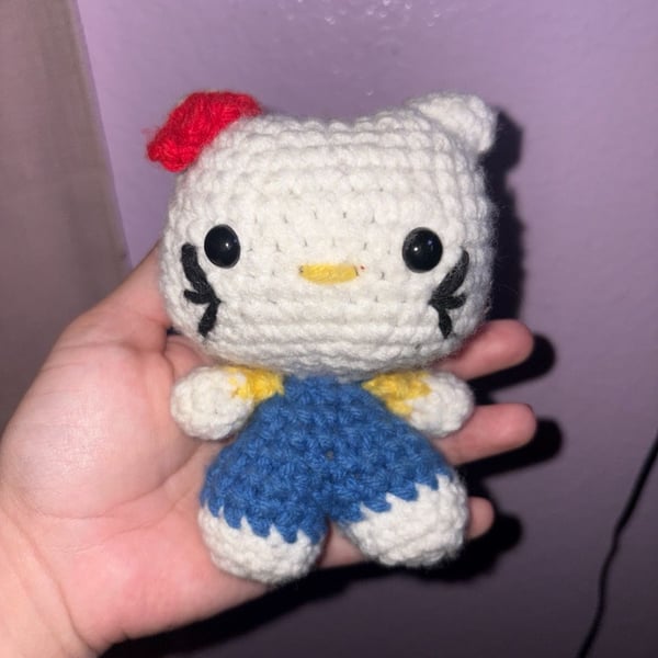 Handmade Crochet Hello Kitty Amigurumi Plush Toy Small