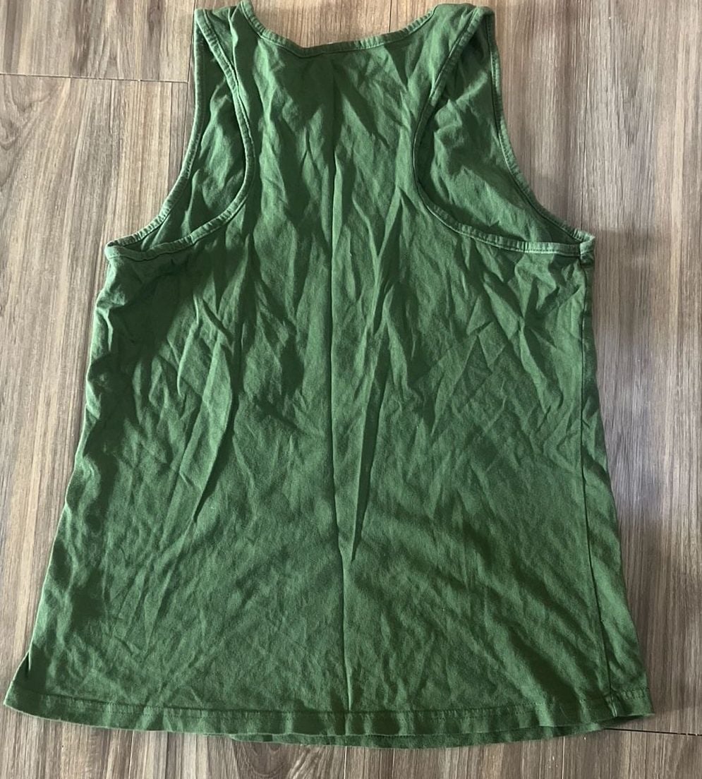 Olive Green Distressed American Flag Graphic Tank Top 3
