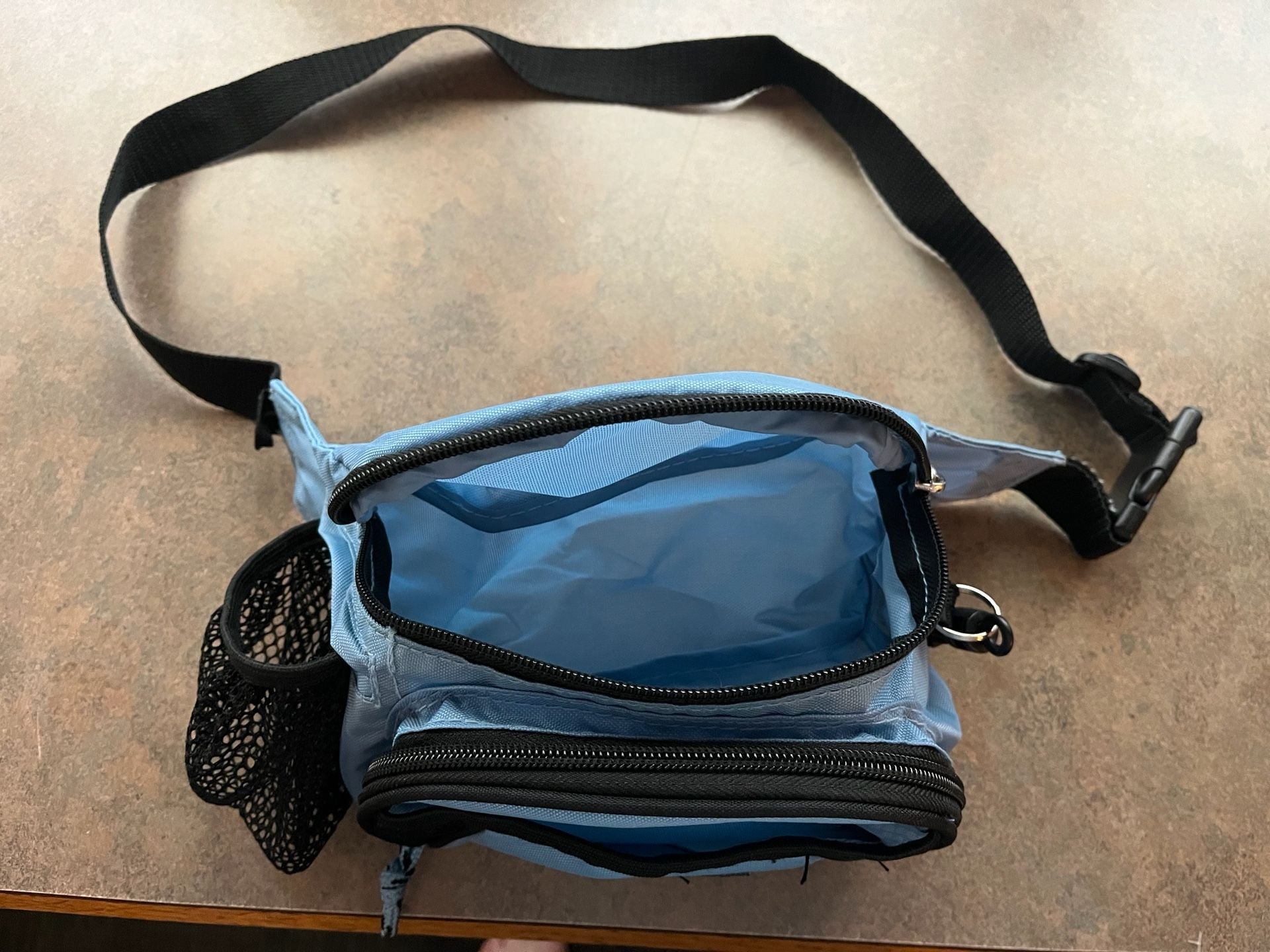 Eastsport Light Blue Multi-Pocket Fanny Pack Waist Bag with Mesh Bottle Holder 2
