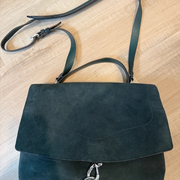 Rebecca Minkoff Darren Messenger Bag Dark Green Suede and Leather