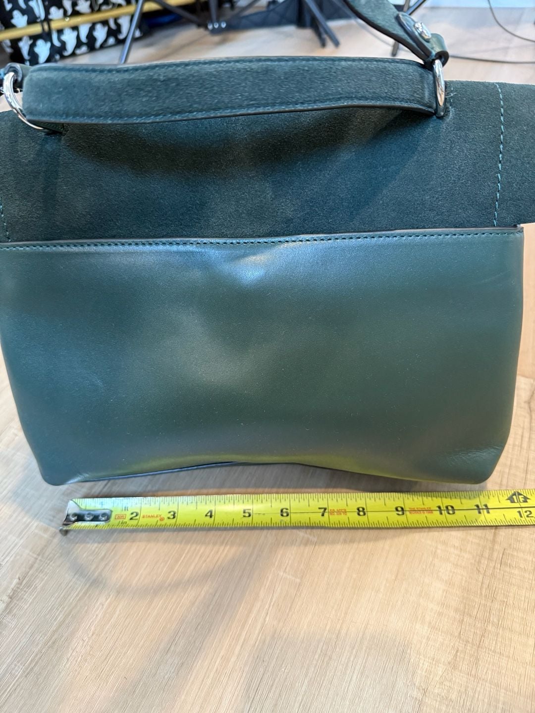 Rebecca Minkoff Darren Messenger Bag Dark Green Suede and Leather 4