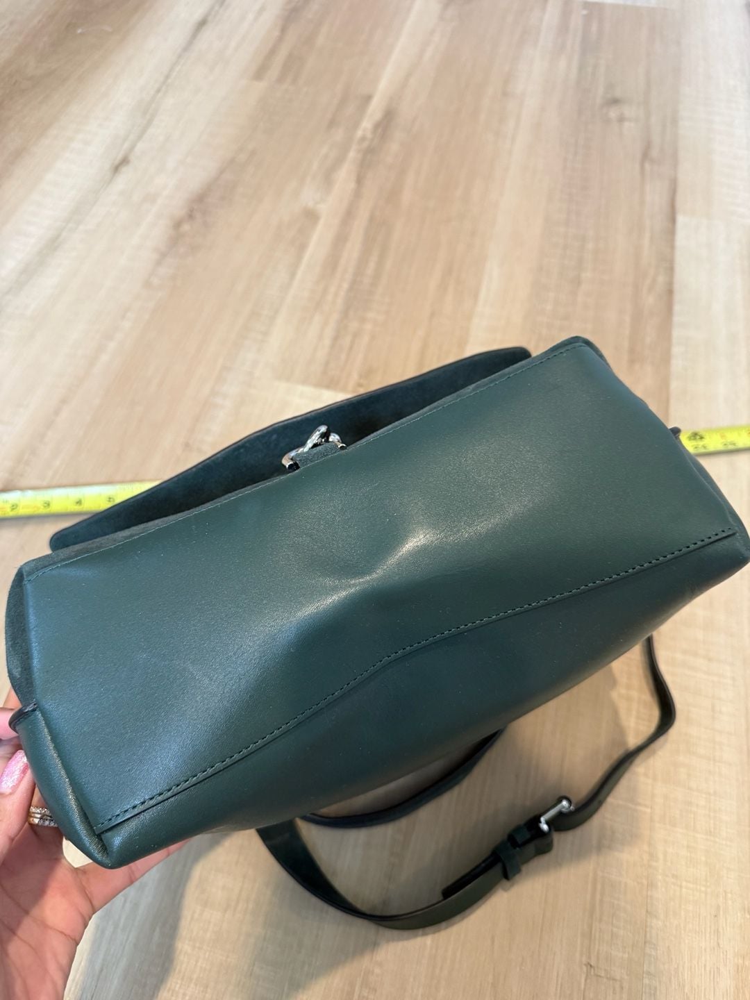 Rebecca Minkoff Darren Messenger Bag Dark Green Suede and Leather 5