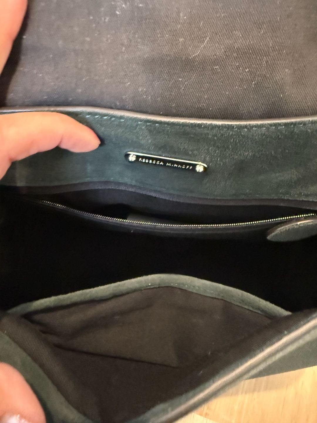 Rebecca Minkoff Darren Messenger Bag Dark Green Suede and Leather 7
