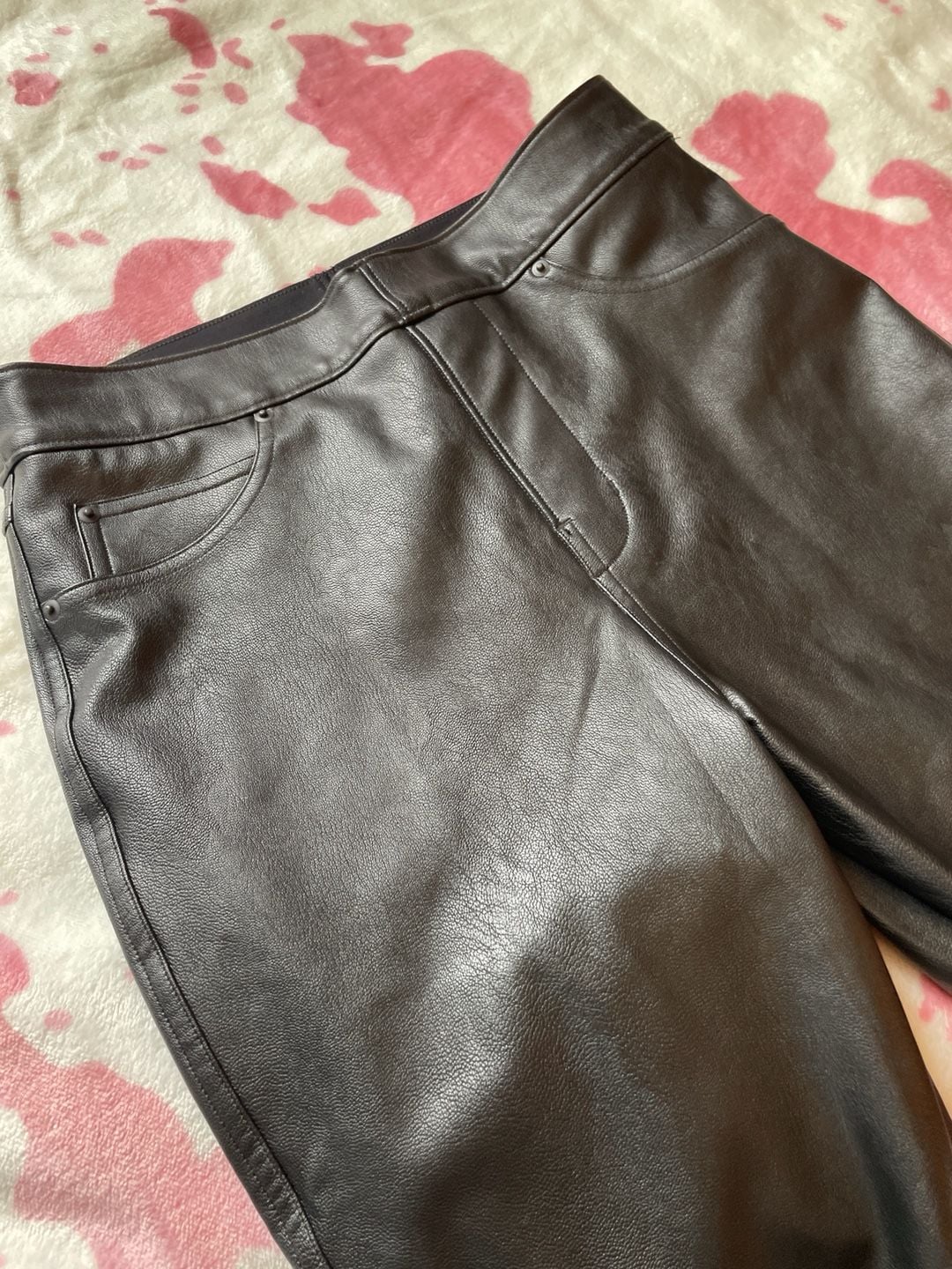 Spanx Faux Leather Straight Leg Pants Black Size Small 7