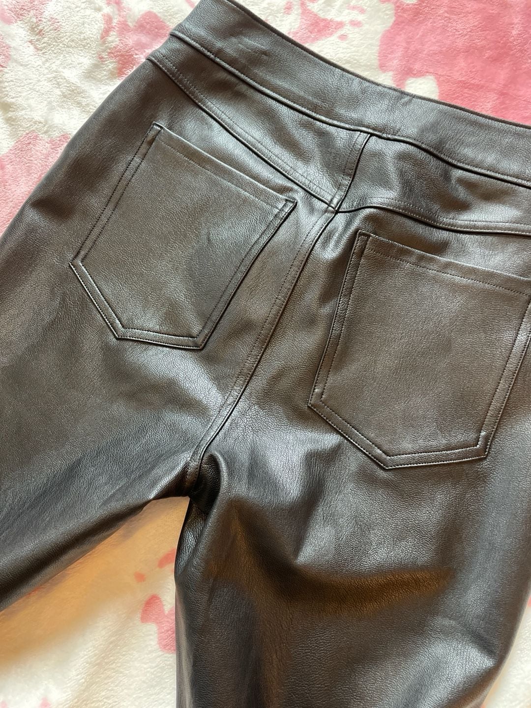 Spanx Faux Leather Straight Leg Pants Black Size Small 11