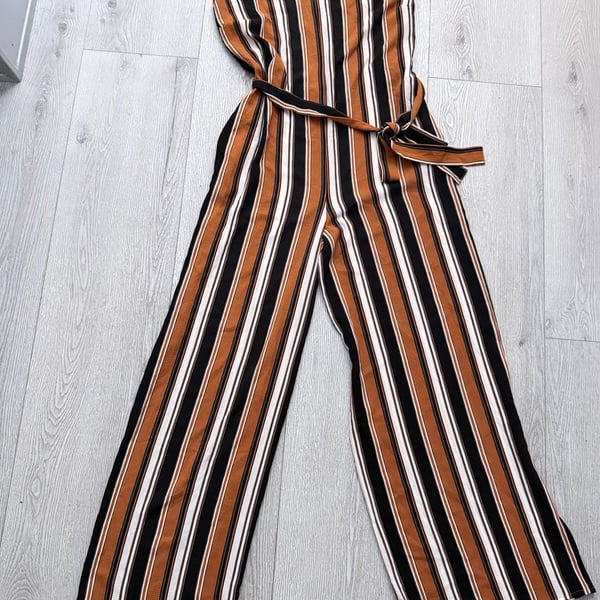 Delany Striped Wide Leg Jumpsuit with Tie Waist