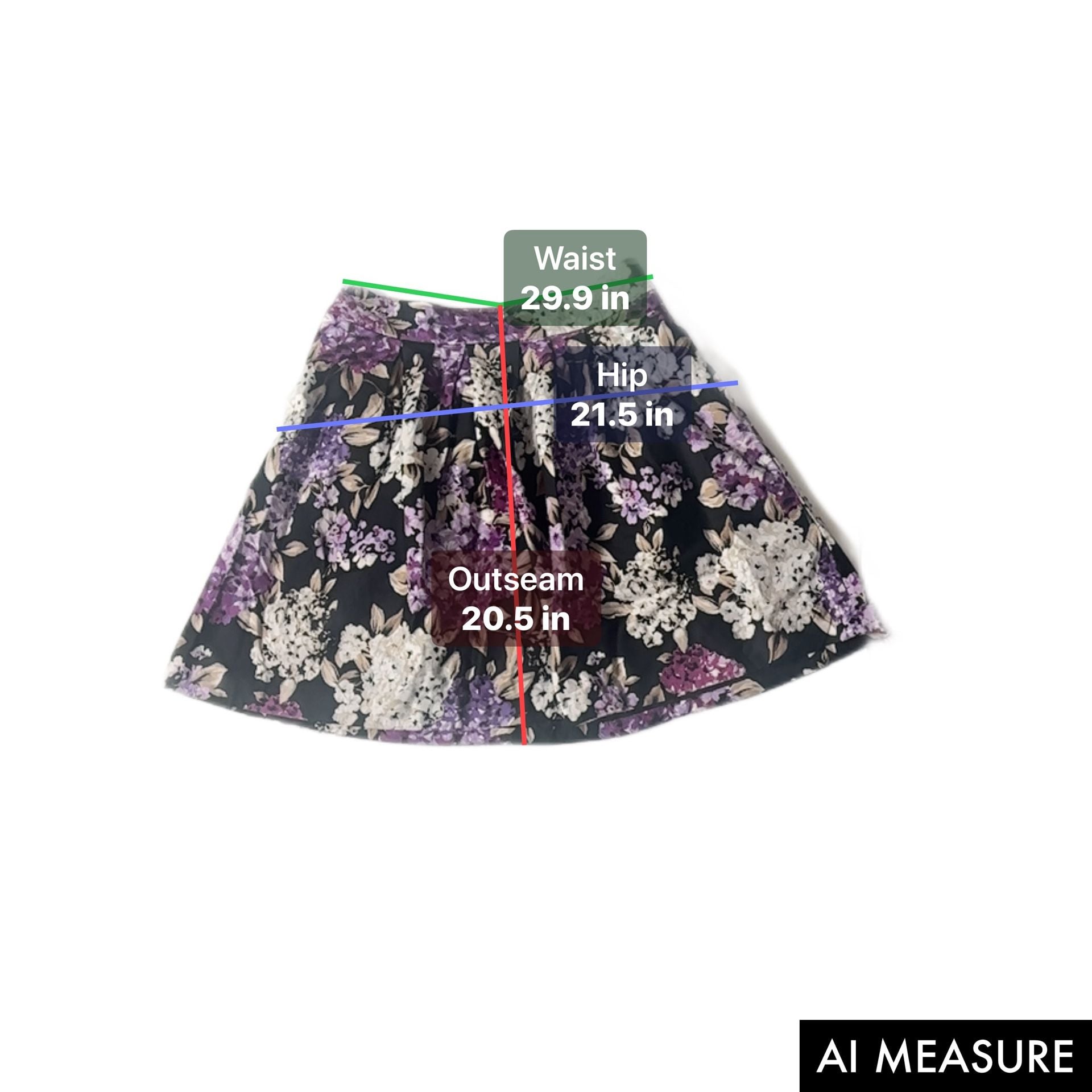 White House Black Market Purple Floral Hydrangea Print Skirt Size 8 11