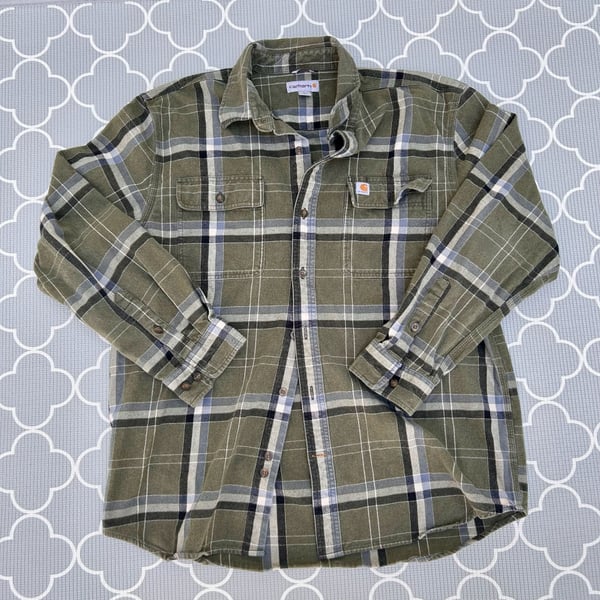 Carhartt Plaid Flannel Long Sleeve Button Down Shirt Size L