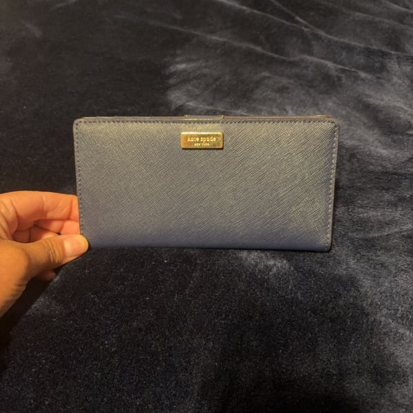 Kate Spade New York Saffiano Leather Slim Bifold Wallet Blue