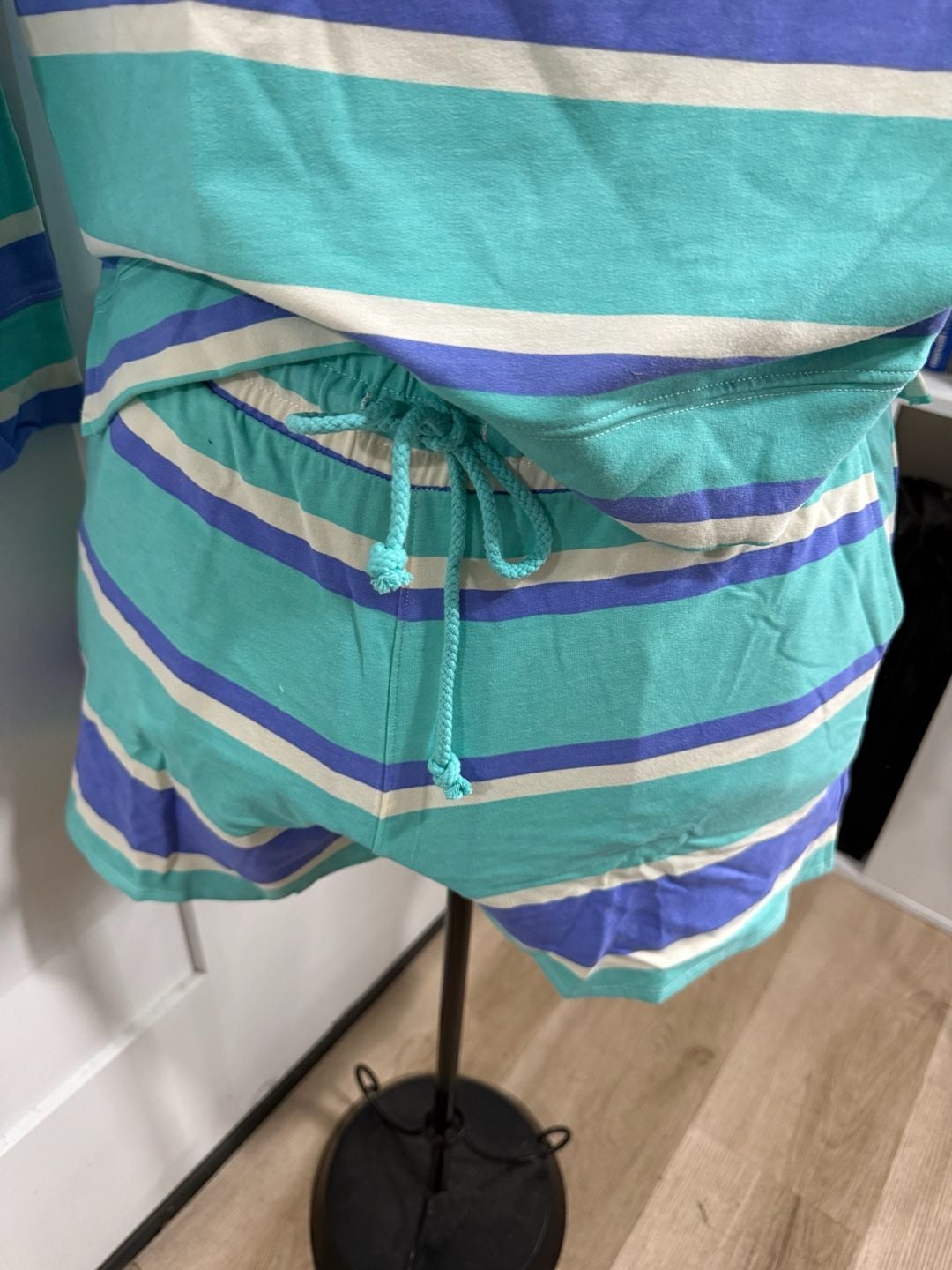 WILDFOX Lounge Set - Sweatshirt and Shorts - Blue Stripes NWT MSRP 6